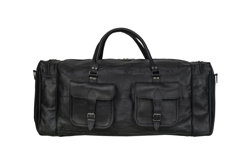 Onyx Oversized Leather Travel Duffel — view 3