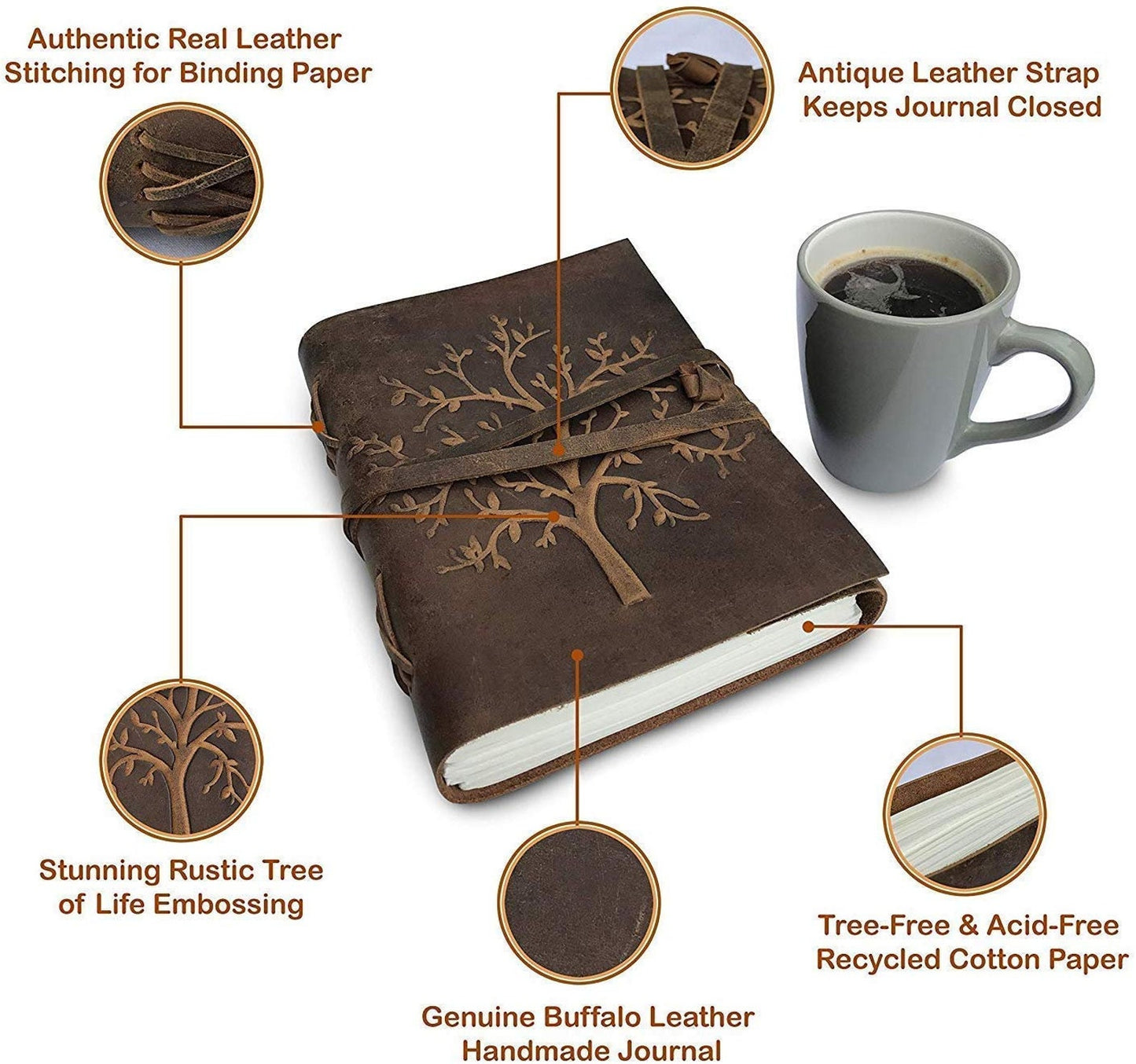 Personalized Leather Journal / Engraved Journal / Minimalist Journal for Men and Women / Hard Cover Notebook