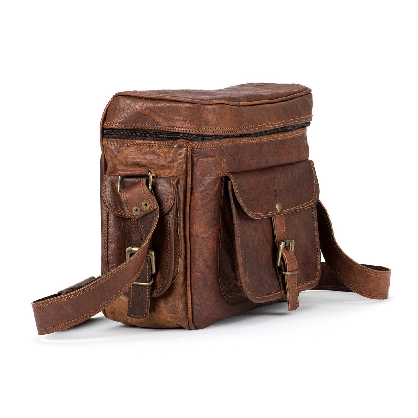 Full Grain Vintage Leather Camera Bag For Nikon, Canon, Sony DSLR & Mirrorless Camera + Free Leather Dual Camera Harness | Super Saver Combo