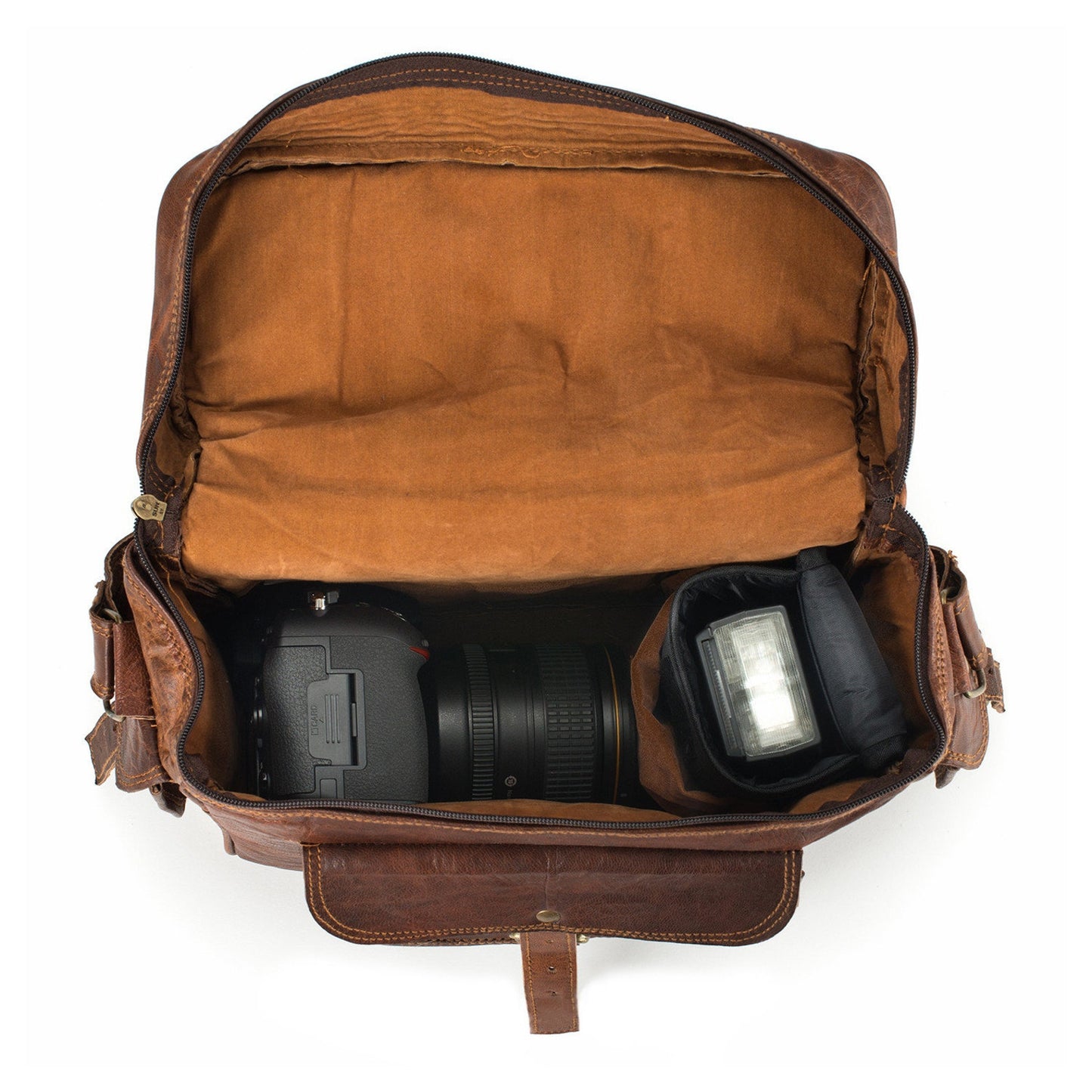 Full Grain Vintage Leather Camera Bag For Nikon, Canon, Sony DSLR & Mirrorless Camera + Free Leather Dual Camera Harness | Super Saver Combo