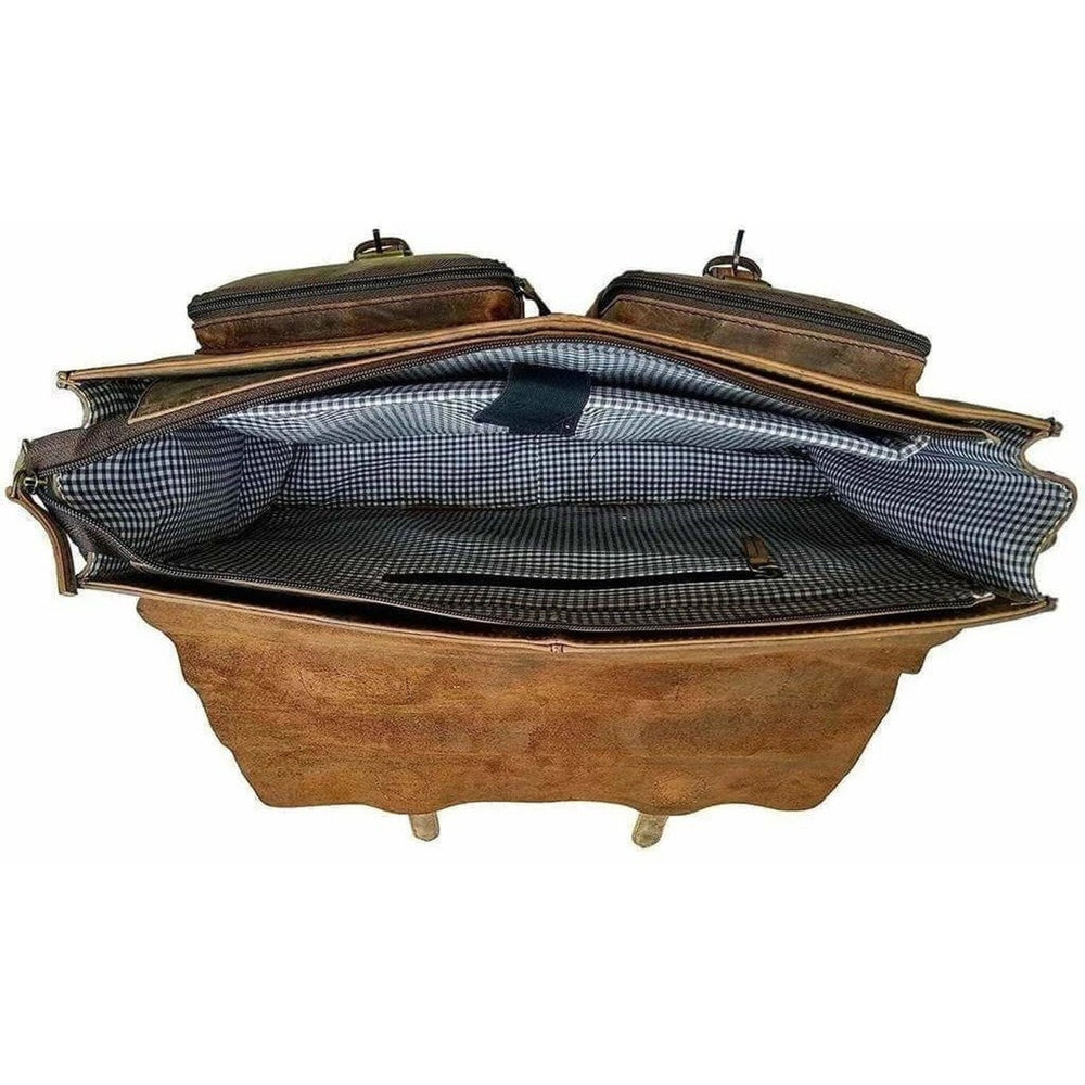 Buffalo Leather Messenger Bag – Personalized Briefcase 15"–18"