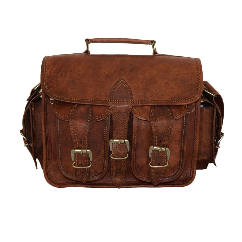 Personalized Vintage Leather DSLR Camera Saddle Satchel Bag