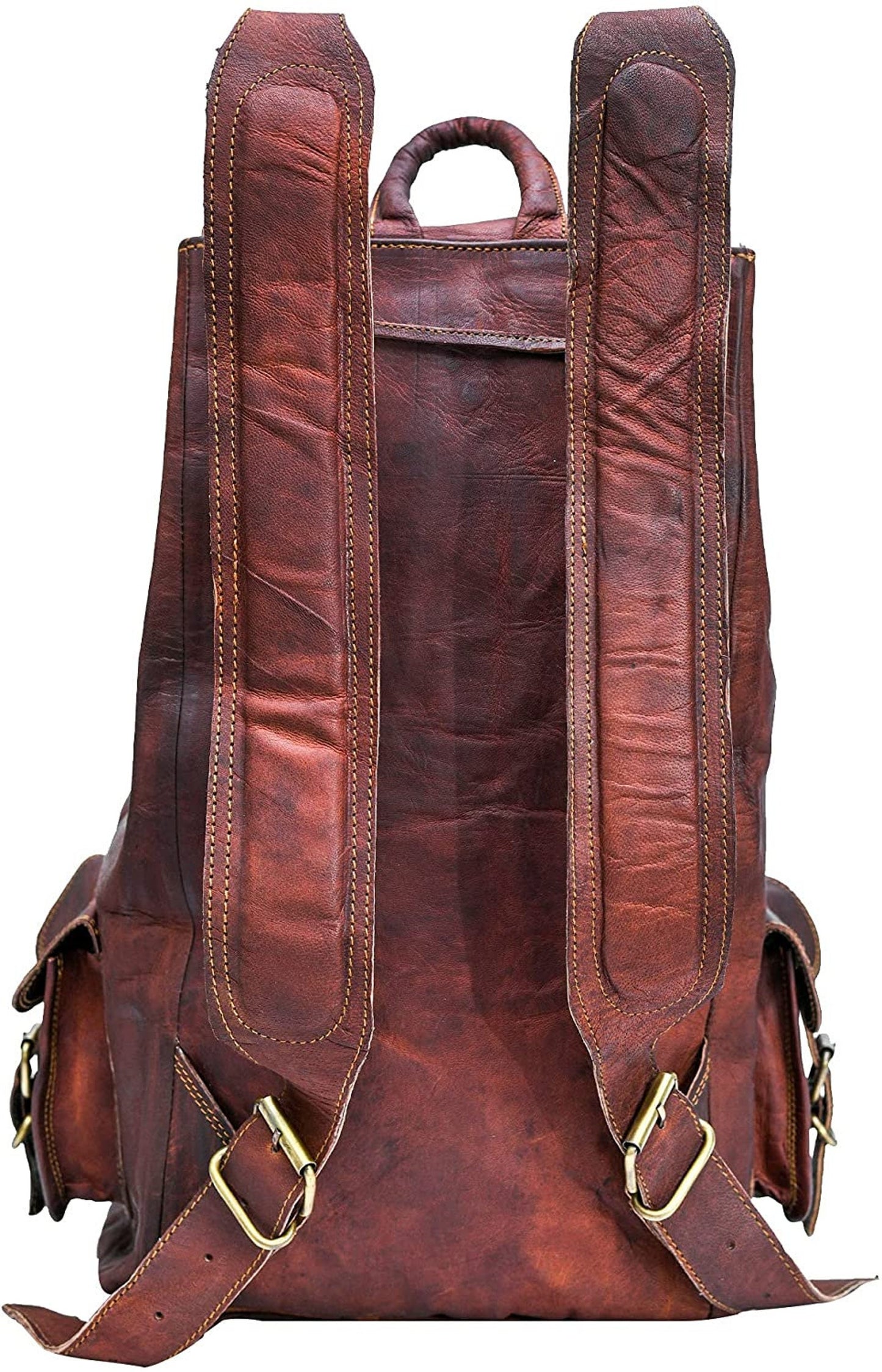 Genuine Goat Leather Travel, Laptop, College Backpack | Brown Real Leather Rucksack For Men & Women, Christmas Gift For Him And Her