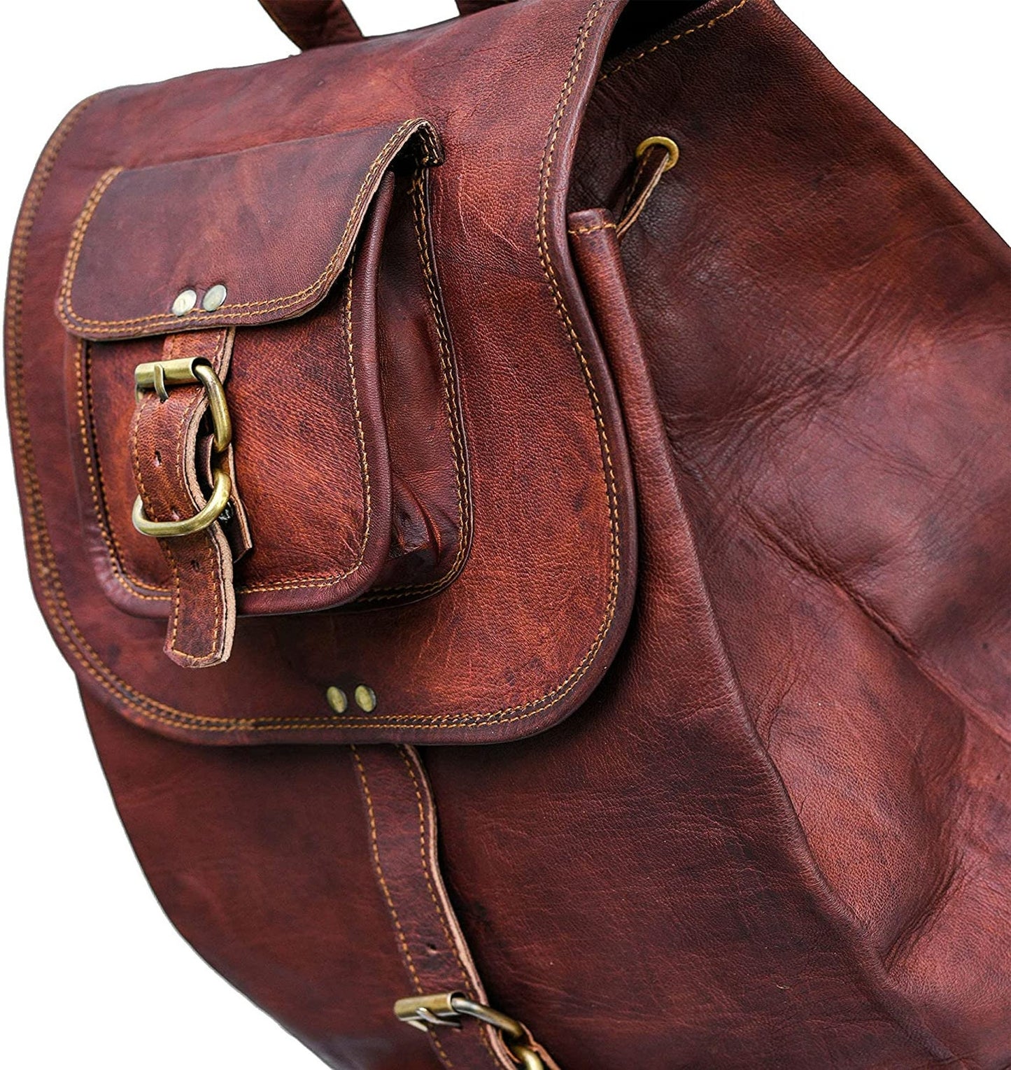 Genuine Goat Leather Travel, Laptop, College Backpack | Brown Real Leather Rucksack For Men & Women, Christmas Gift For Him And Her
