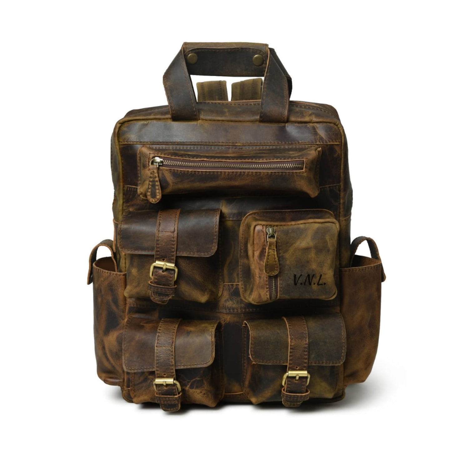 Leather backpack, Buffalo leather backpack, Multifunctional Backpack Rucksack For Men Women Laptop Bag Travel Backpack Men, Gift for him