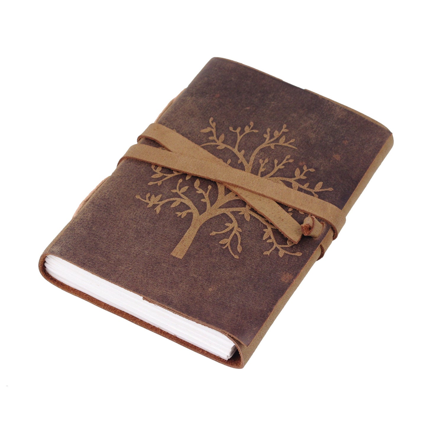 Tree of Life Handmade Leather Journal For Students, Artists, Men and Women 7Hx5W Inch Brown Christmas Gift ( Pack of 2)