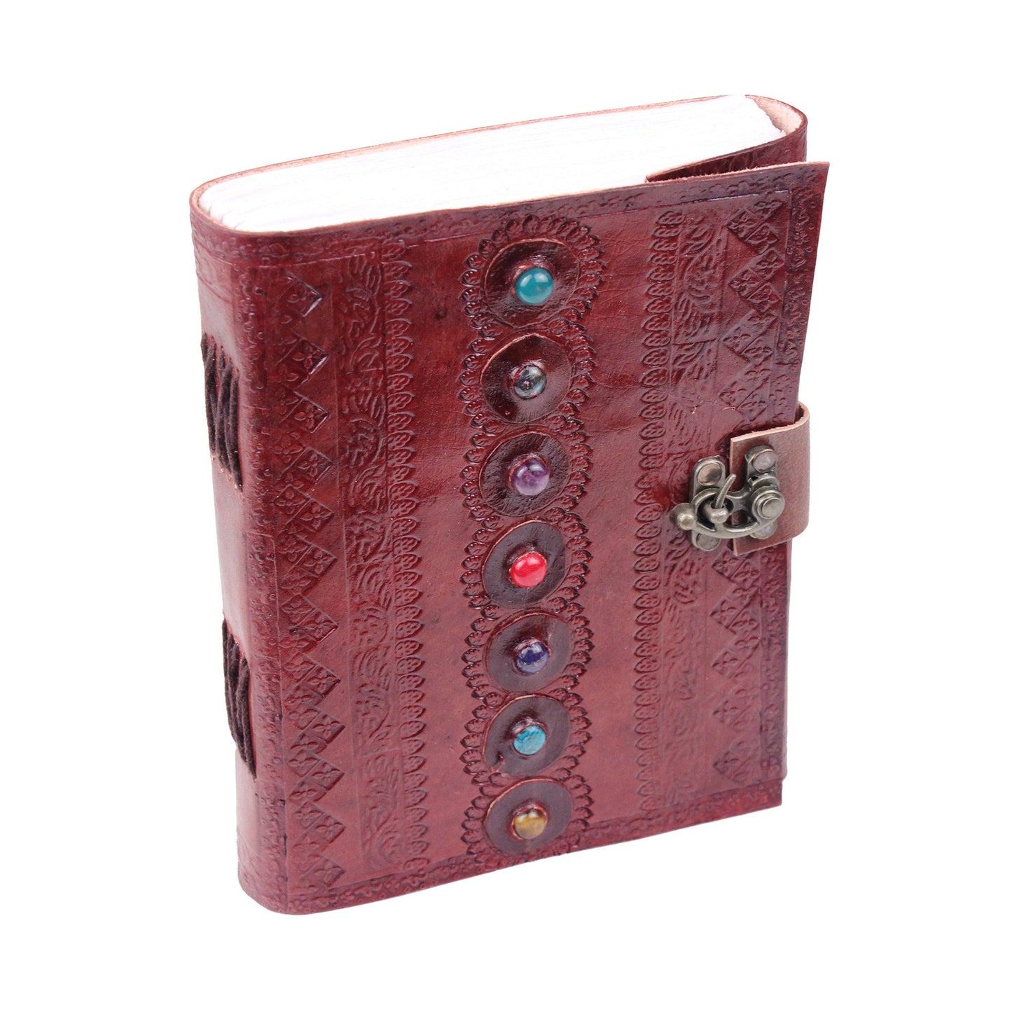 Handmade Leather Journal For Men Women / 7 Stone Medieval Writing Book Best Gift Idea