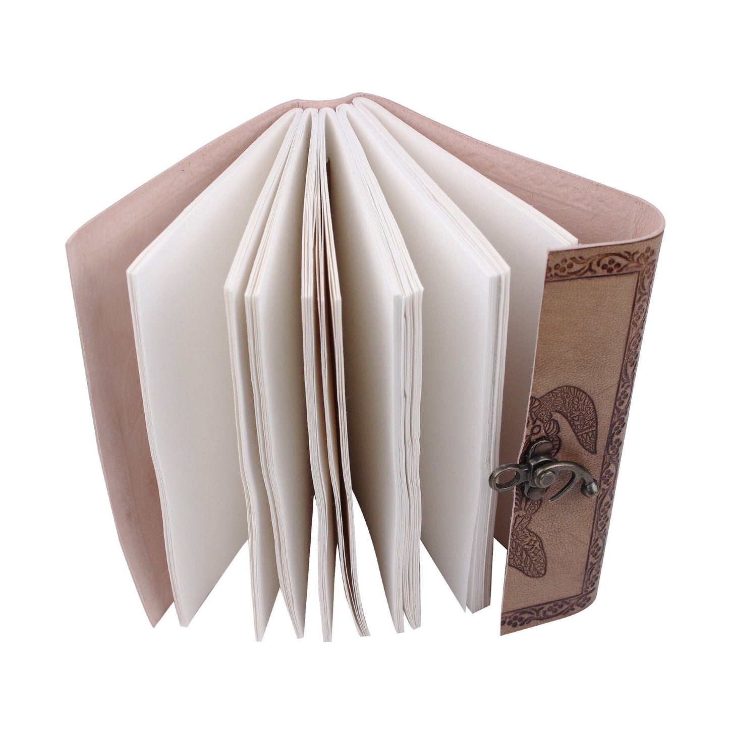Turtle Design Vintage Embossed Leather Journal- Coptic Bound with Lock Closure 8Hx6W Inch (2 pcs)