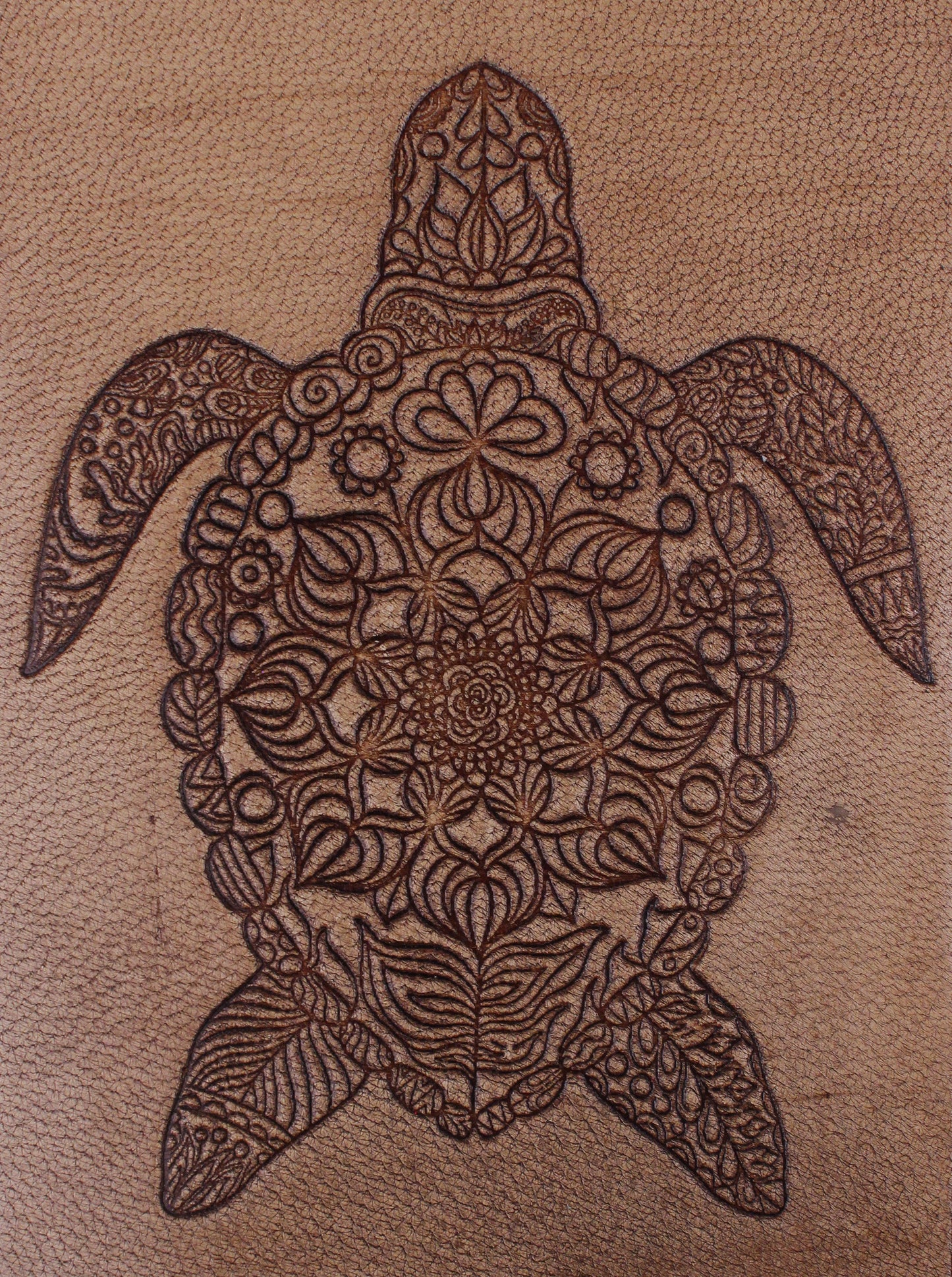 Turtle Design Vintage Embossed Leather Journal- Coptic Bound with Lock Closure 8Hx6W Inch (2 pcs)