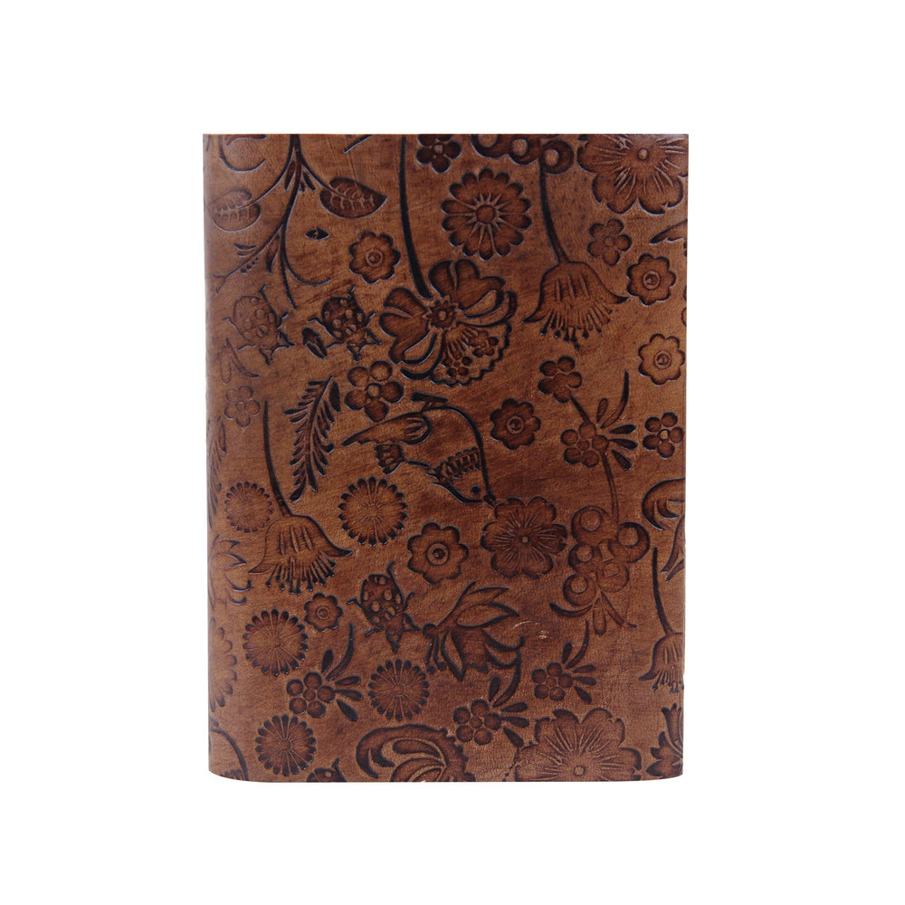 Vintage Embossed Leather Journal Set of 2 – Coptic Bound, 8"x6"