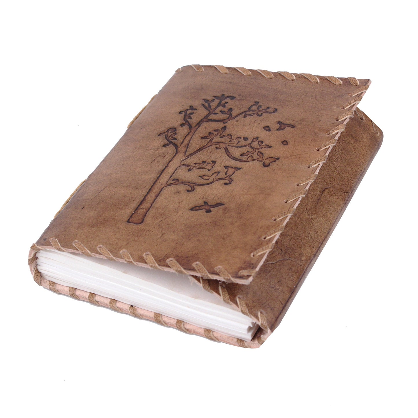 Vintage Tree engraved Handmade Leather Journal For Students, Artists, Men and Women Brown Christmas Gift ( Pack of 2)