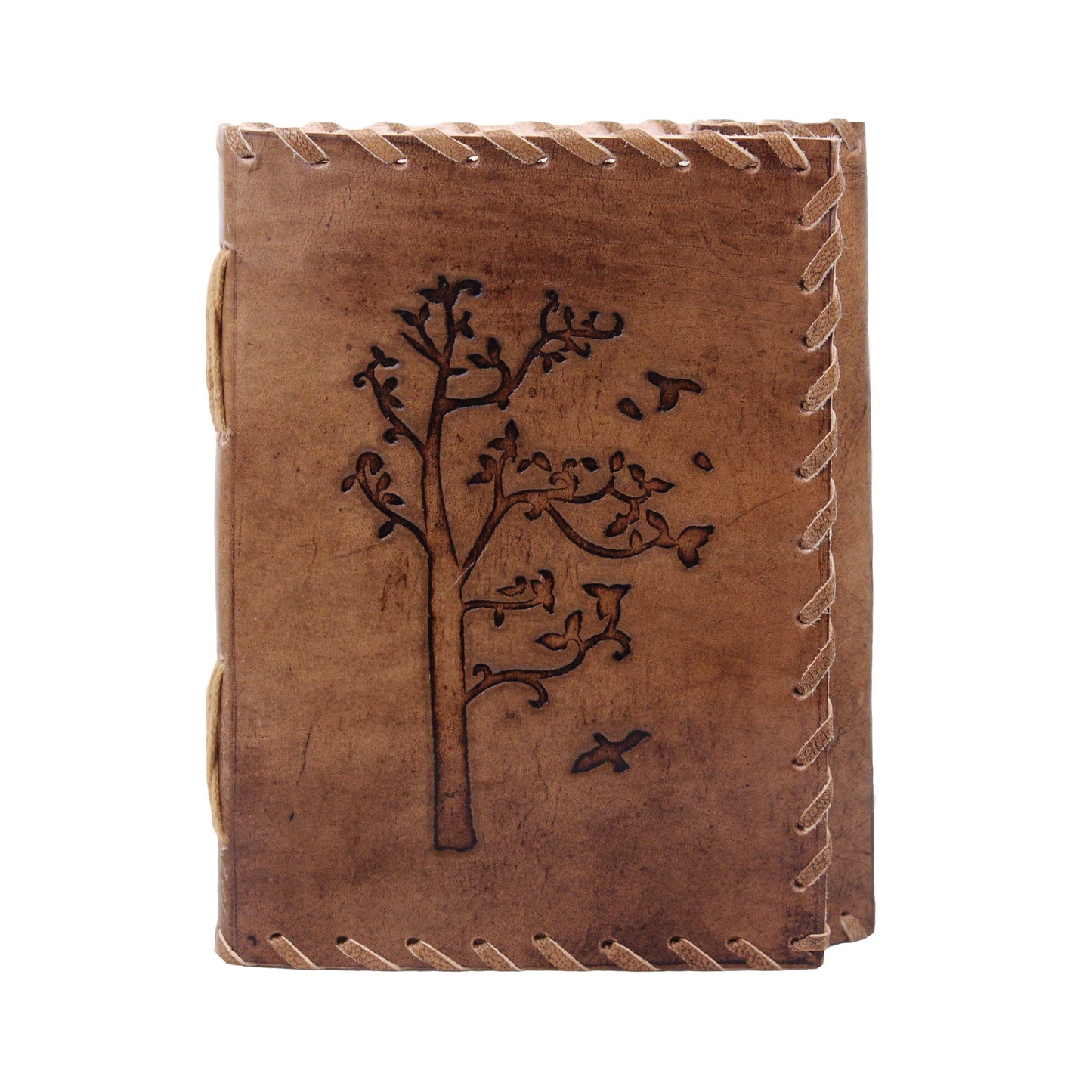 Vintage Tree engraved Handmade Leather Journal For Students, Artists, Men and Women Brown Christmas Gift ( Pack of 2)