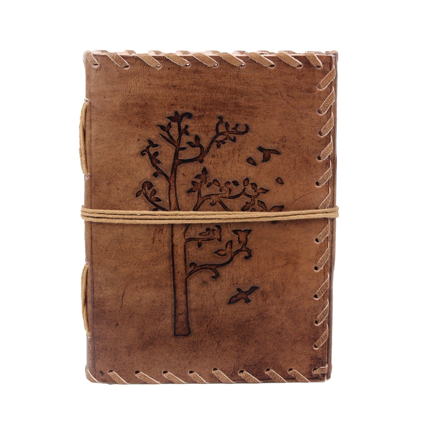 Vintage Tree engraved Handmade Leather Journal For Students, Artists, Men and Women Brown Christmas Gift ( Pack of 2)