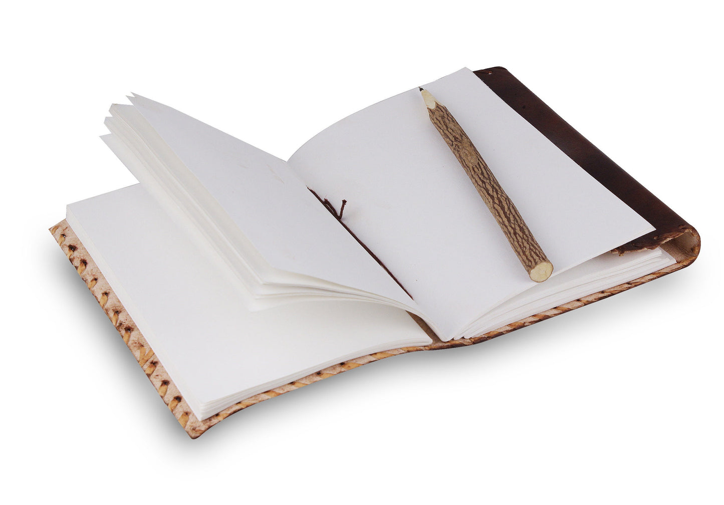 Personalized Vintage Genuine Leather Journal With Pen - With Leather Stitched Edges