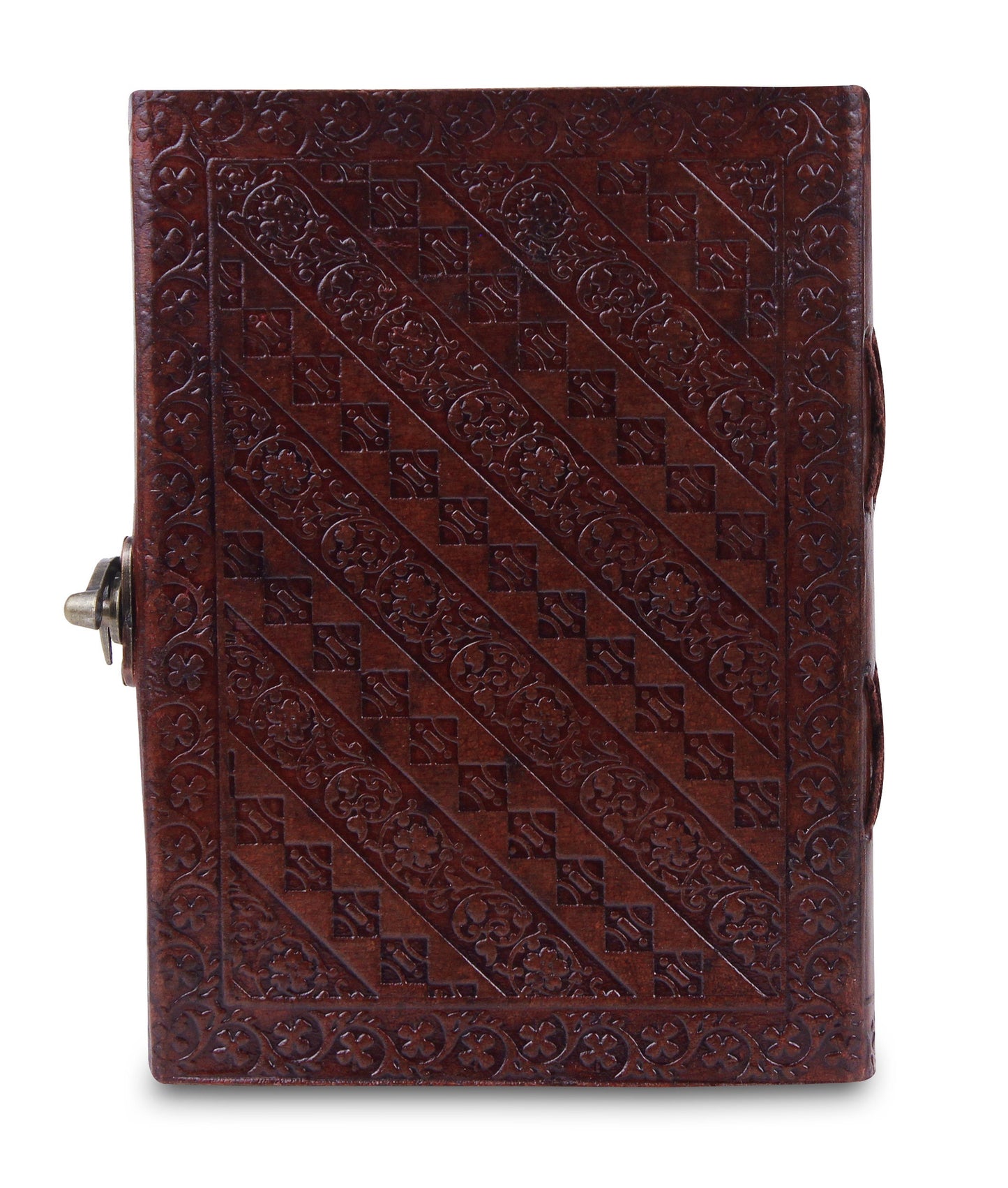 Large Vintage Horse Embossed Leather Journal- Coptic Bound with Lock Closure Personalized Leather Journal Writing Notebook
