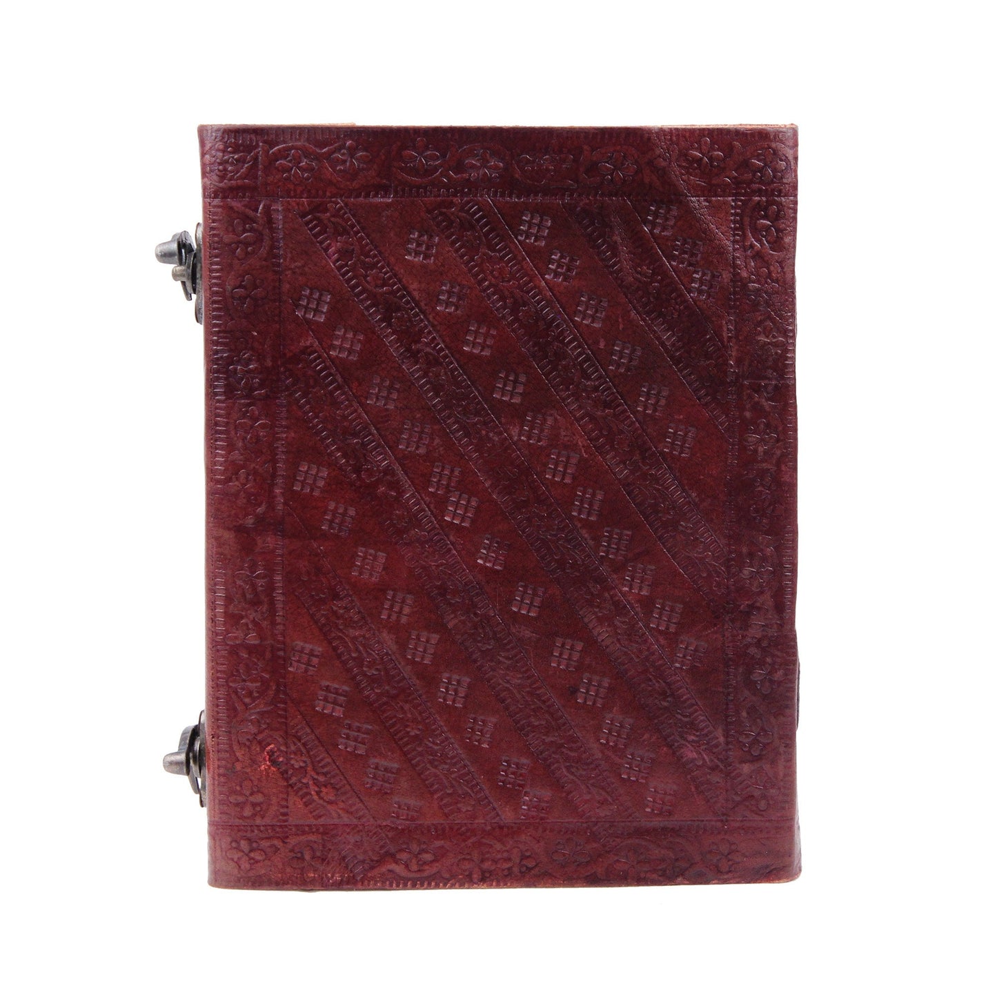 Large 3 Blue Stones Embossed Leather Diary - Coptic Bound with Lock Closure (Pack of 2)