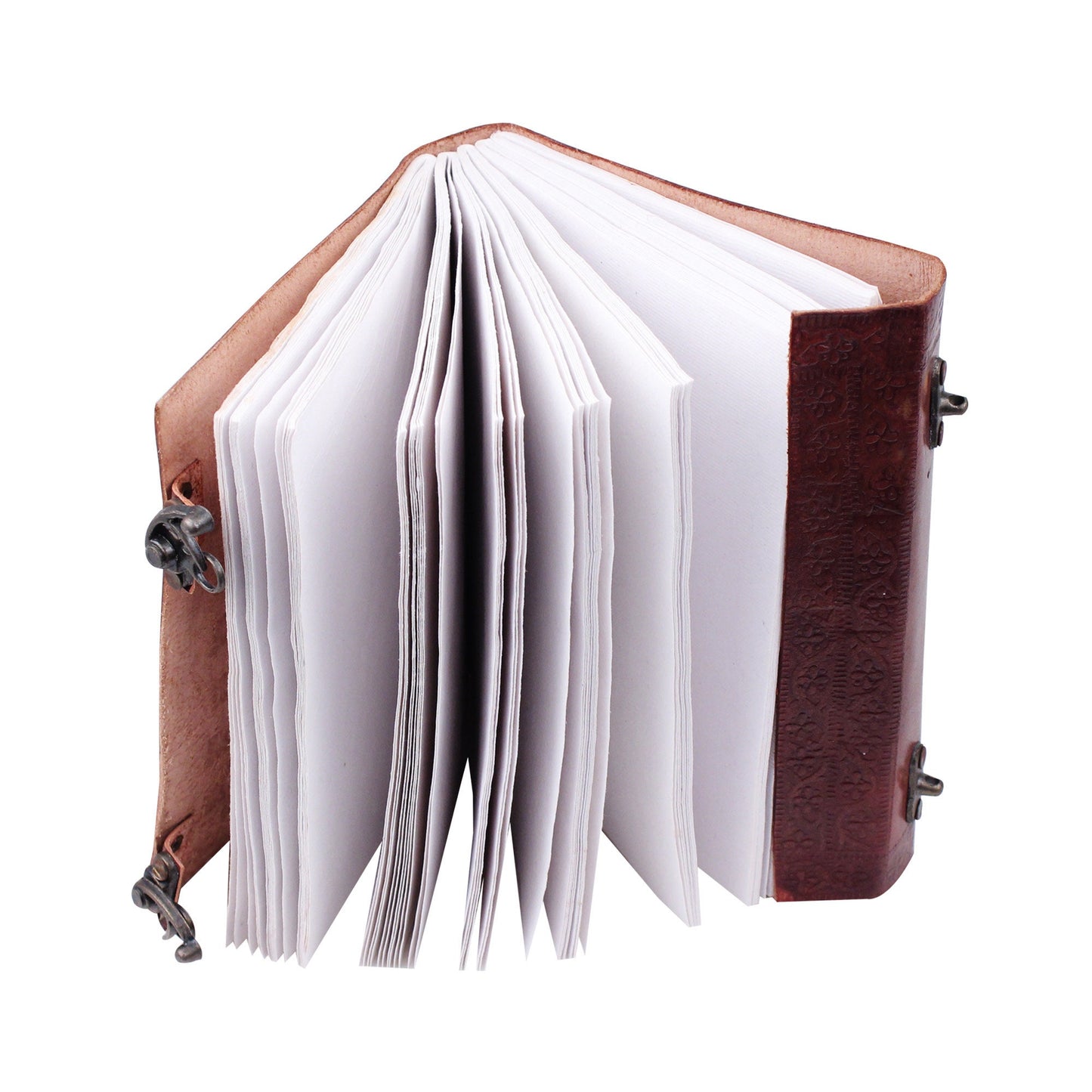 Large 3 Blue Stones Embossed Leather Diary - Coptic Bound with Lock Closure (Pack of 2)