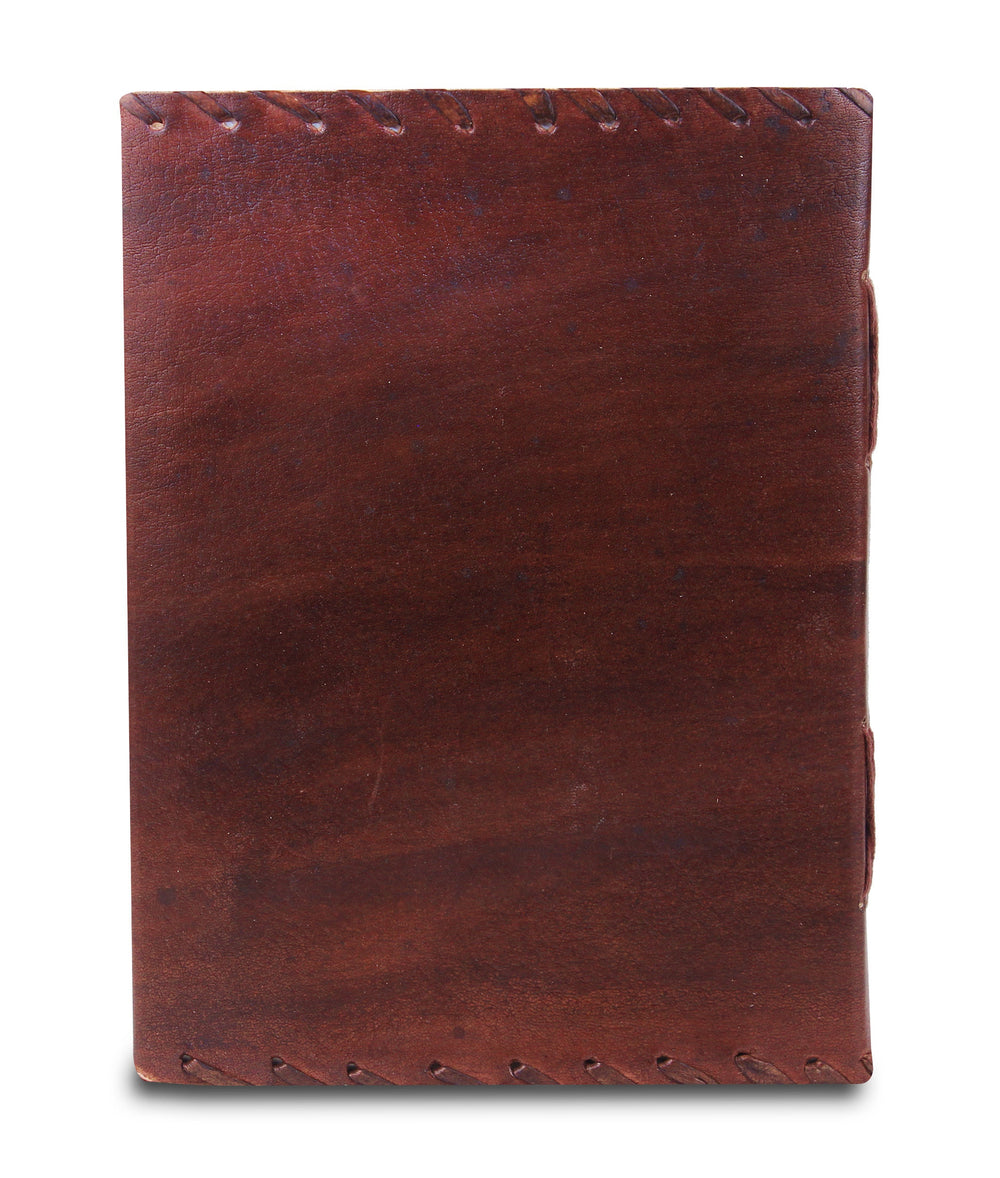 Personalized Vintage Leather Journal with Pen – Stitched Edges