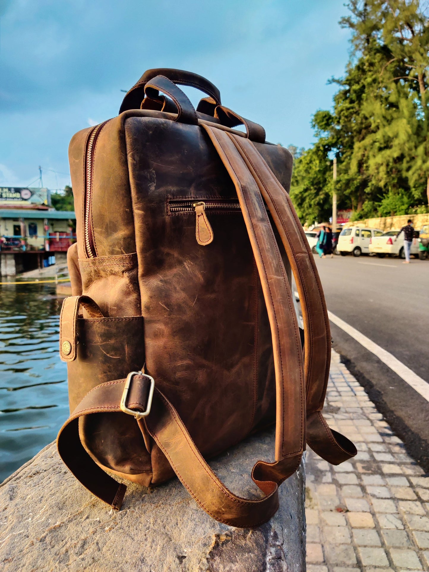 Leather backpack, Buffalo leather backpack, Multifunctional Backpack Rucksack For Men Women Laptop Bag Travel Backpack Men, Gift for him