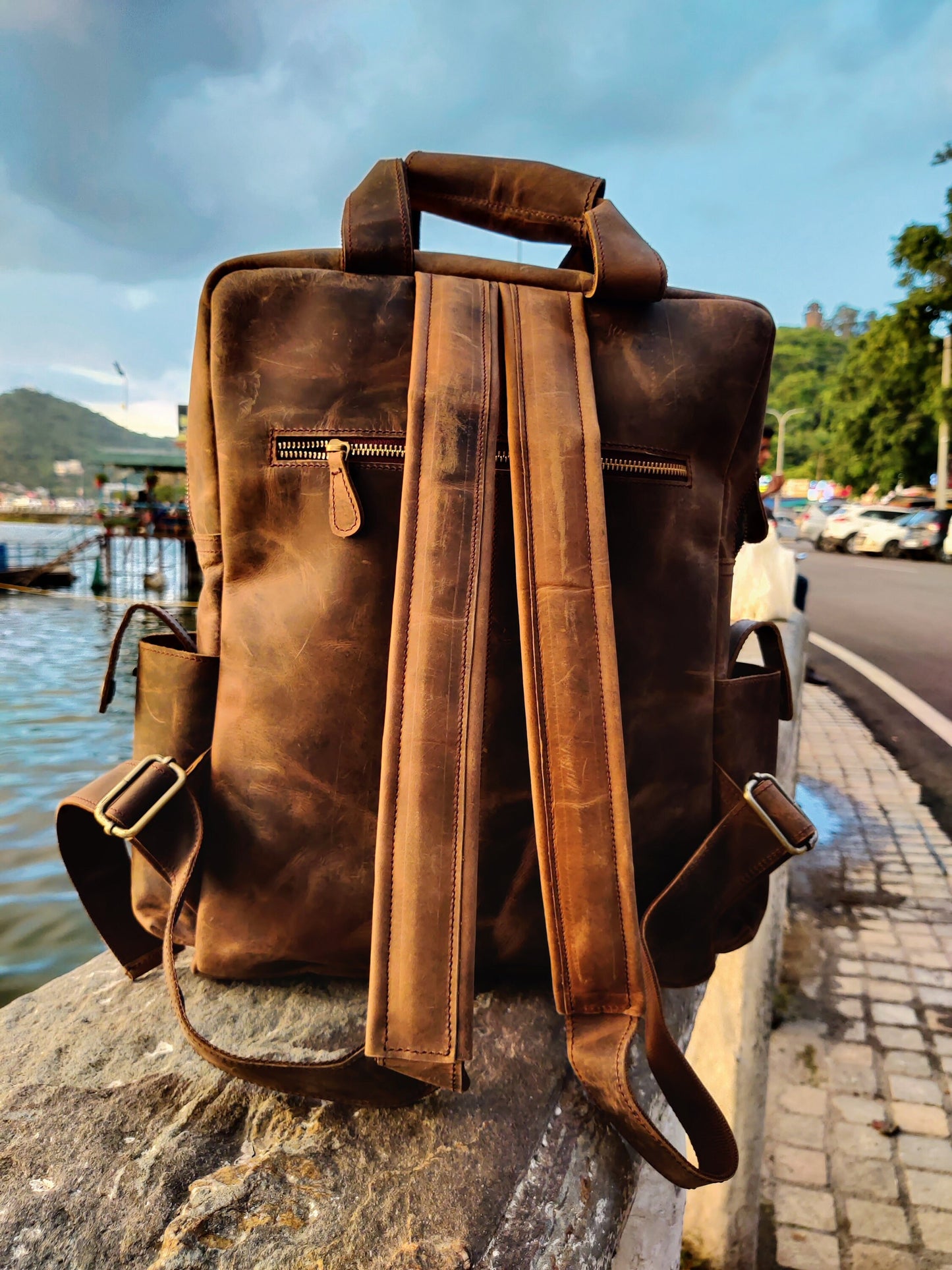Leather backpack, Buffalo leather backpack, Multifunctional Backpack Rucksack For Men Women Laptop Bag Travel Backpack Men, Gift for him