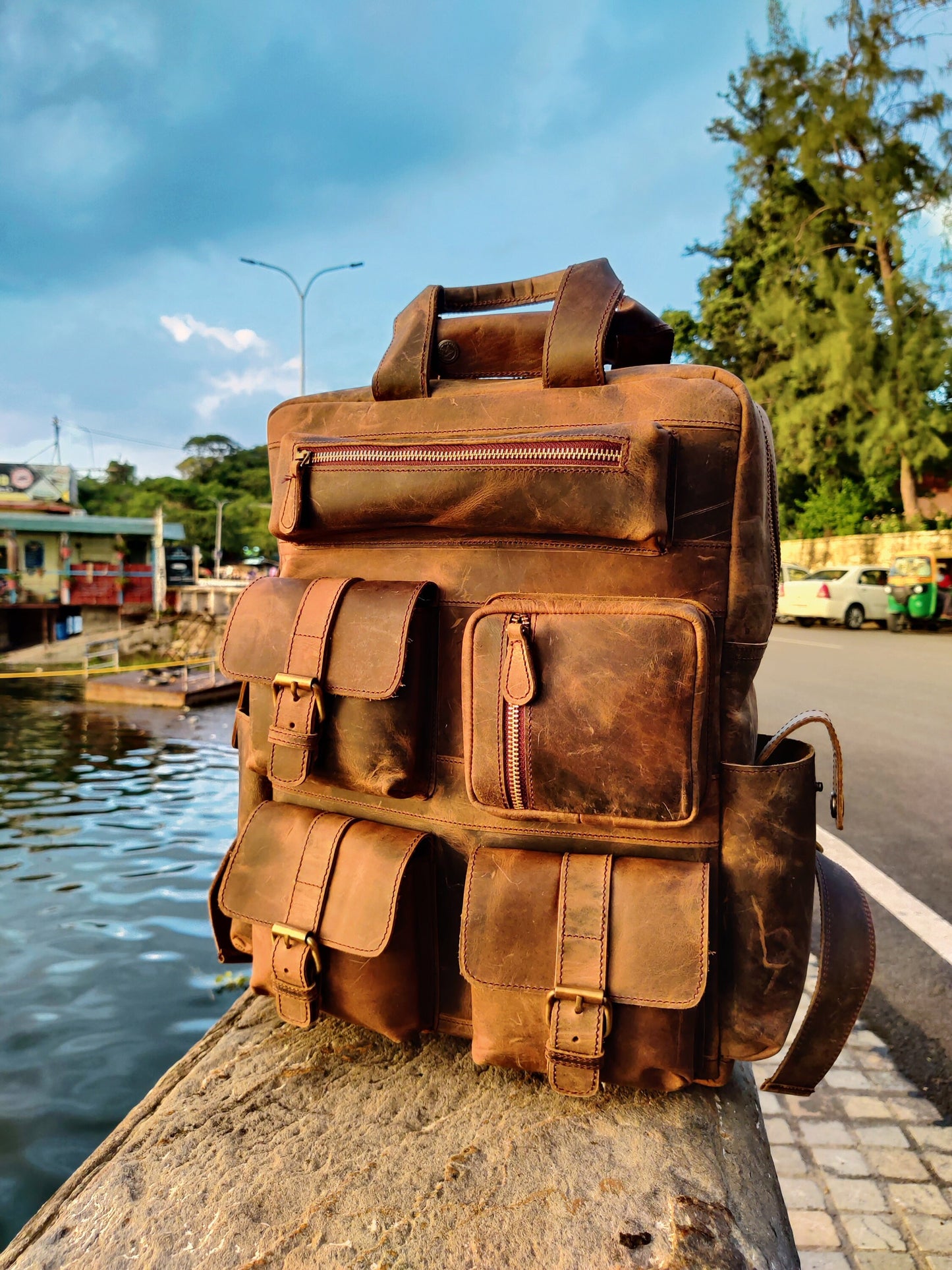 Leather backpack, Buffalo leather backpack, Multifunctional Backpack Rucksack For Men Women Laptop Bag Travel Backpack Men, Gift for him