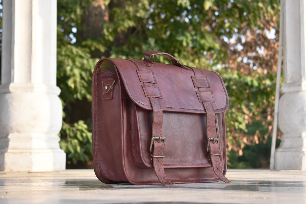 Convertible Leather Office Messenger Bag – Briefcase & Backpack 15"–16"
