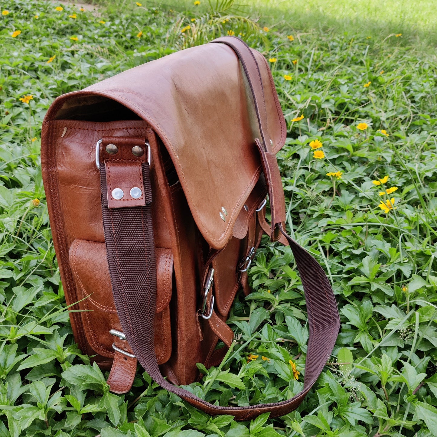 Leather Satchel bag, Leather Crossbody School College Bag, Leather Messenger Bag Men Women , Valentine's Day Gift, 15 Inch Bag