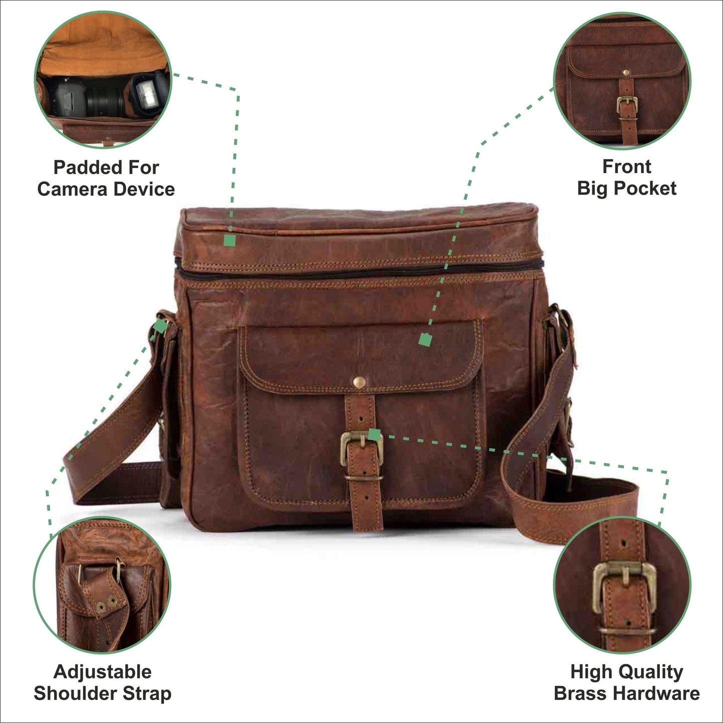 Leather camera bag and dual camera harness, gift for photographers, leather camera bag for DSLR & mirrorless camera, leather camera strap