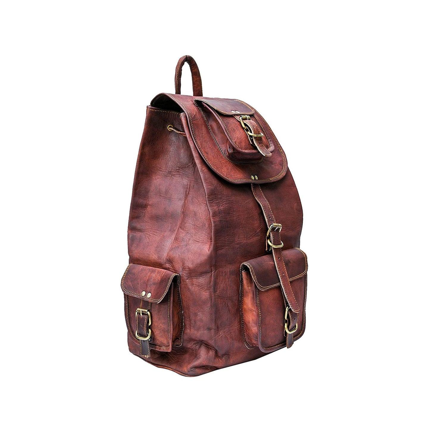 Genuine Goat Leather Travel, Laptop, College Backpack | Brown Real Leather Rucksack For Men & Women, Christmas Gift For Him And Her