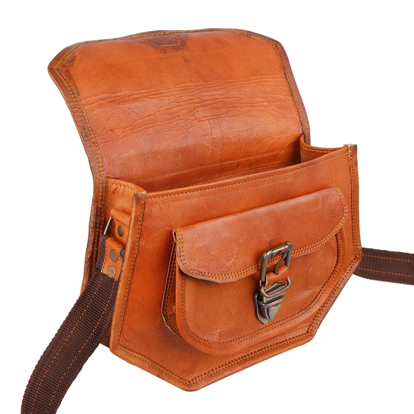 Vintage tan brown leather satchel for Women, Leather Sling Crossbody bag, Satchel bag, Vintage style leather purse