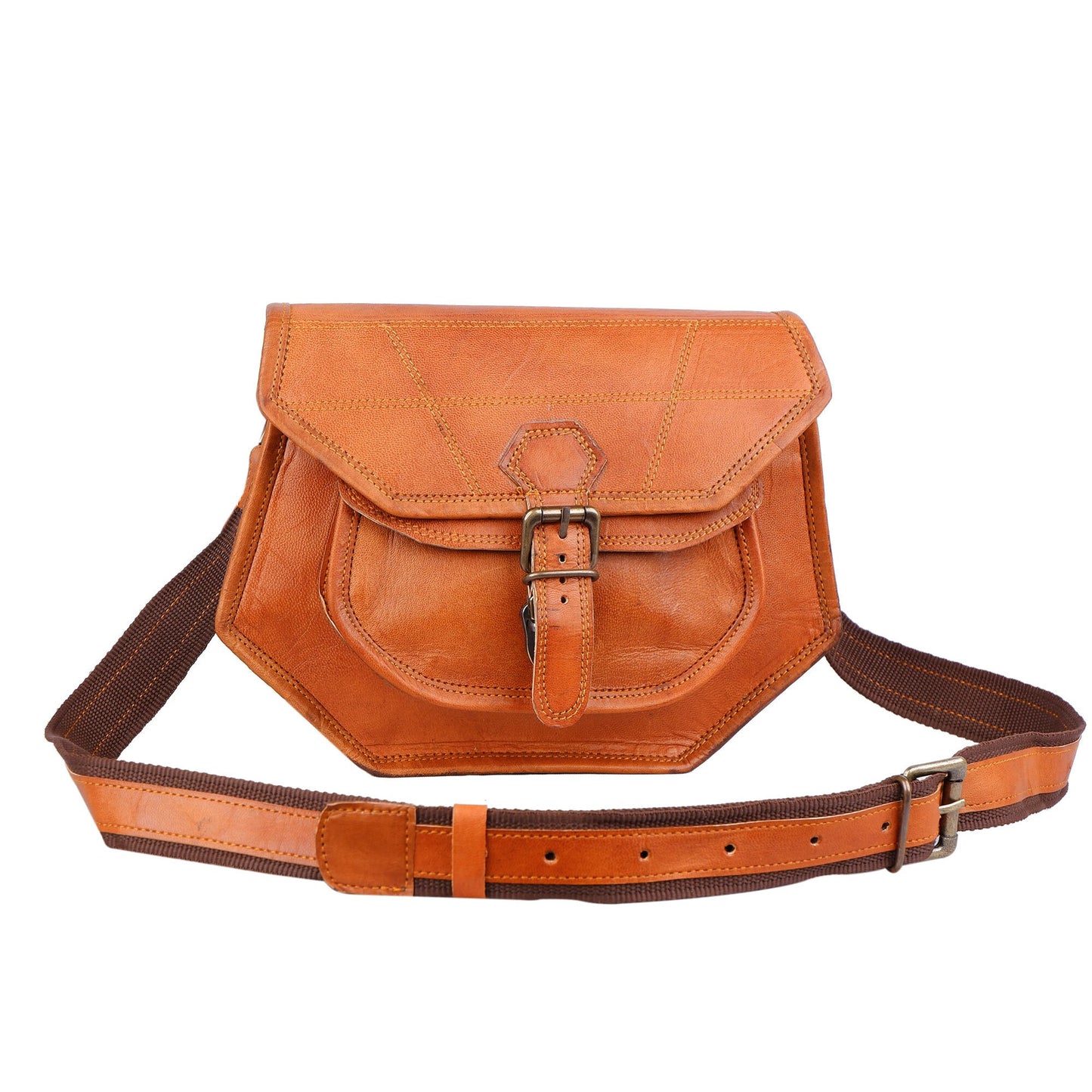Vintage tan brown leather satchel for Women, Leather Sling Crossbody bag, Satchel bag, Vintage style leather purse