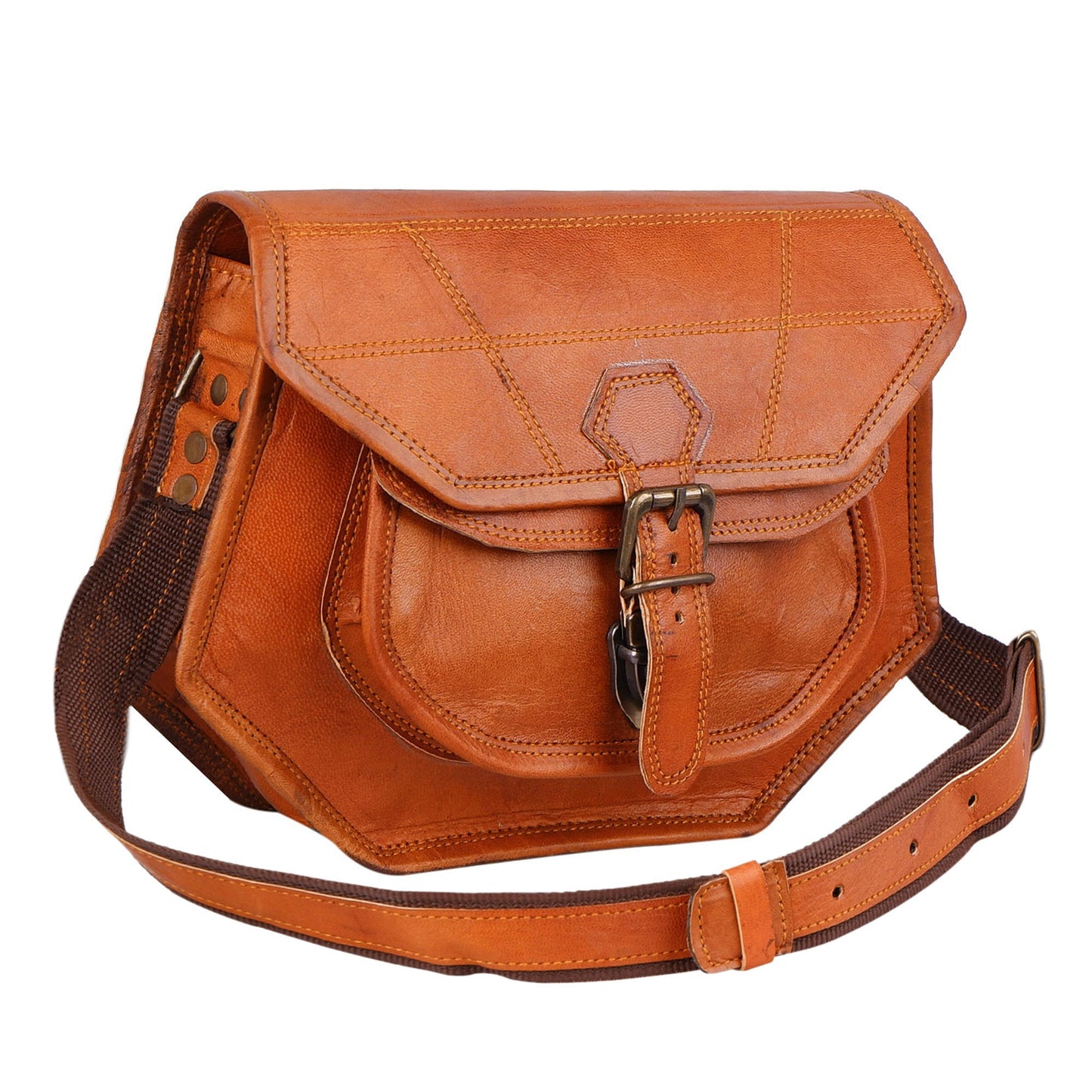 Vintage tan brown leather satchel for Women, Leather Sling Crossbody bag, Satchel bag, Vintage style leather purse
