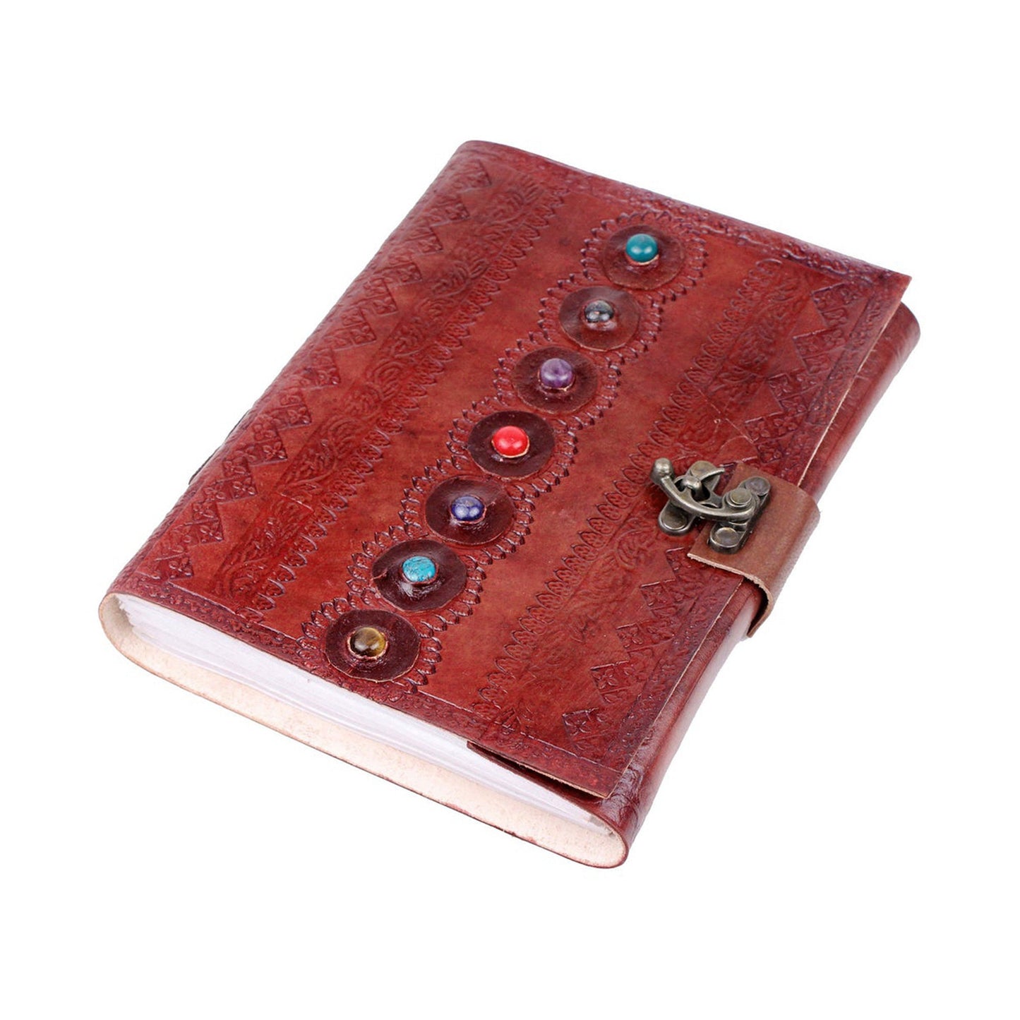 Large Vintage 7 Stones Embossed Blank Book Sketchbook, Writing Notebook, Handmade Diary, Custom leather blank book, leather journal gift