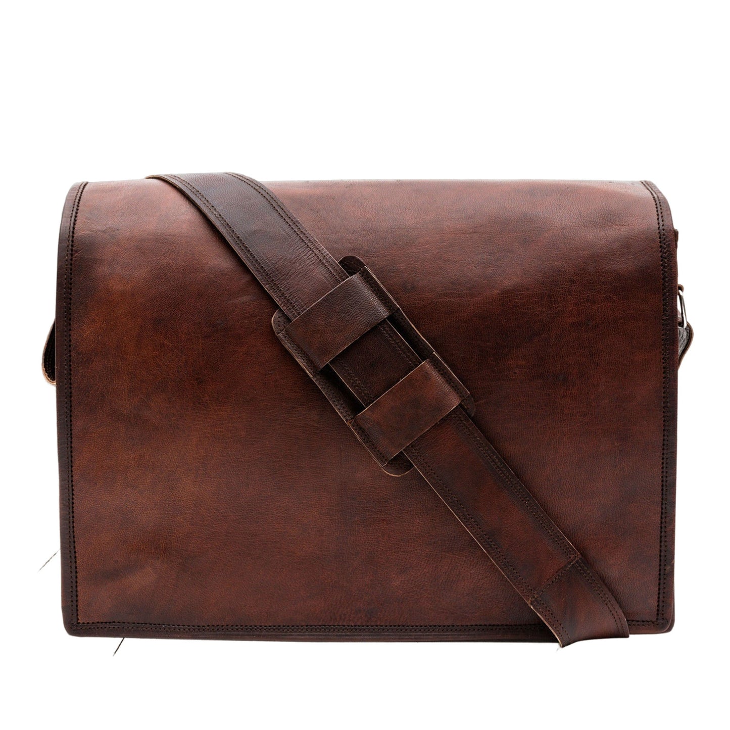 Personalized Full Grain Leather Messenger Bag, Leather Laptop Cross Body Bag, Brown Genuine Leather Bag For Men & Women | Gift for Him