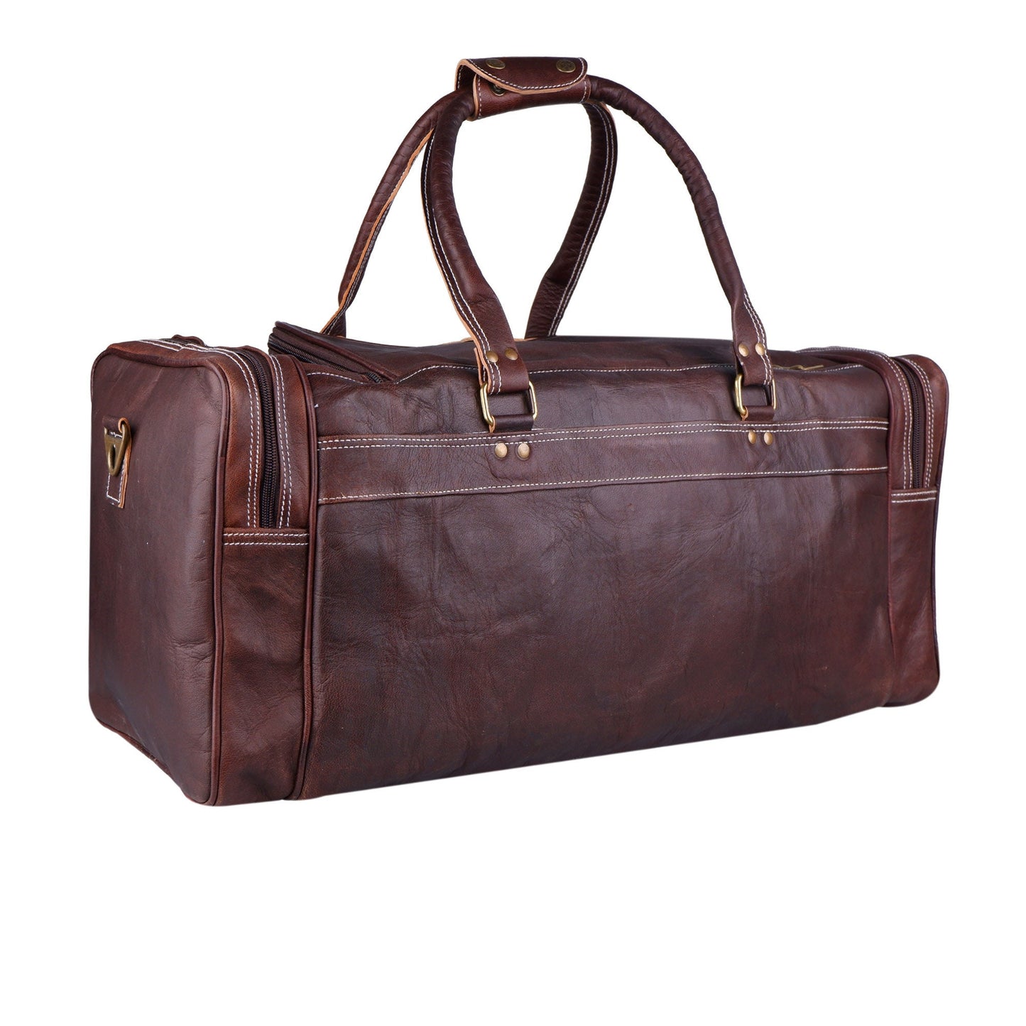 Men's Real Leather Overnight Weekender Travel Duffel Bag, Vintage Brown Large Duffel Bag, Genuine Leather Luggage Bag