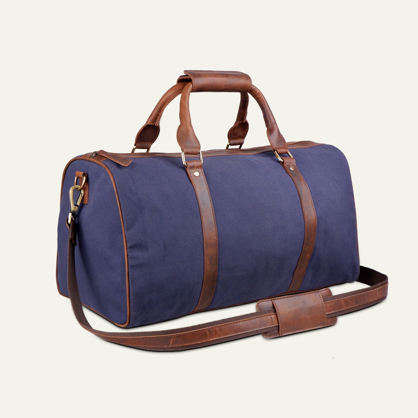 Premium Canvas Leather Duffel Bag, Canvas Travel Duffel Bag, Blue Canvas Duffel Bag, Valentine's Day Gift For Him & Her