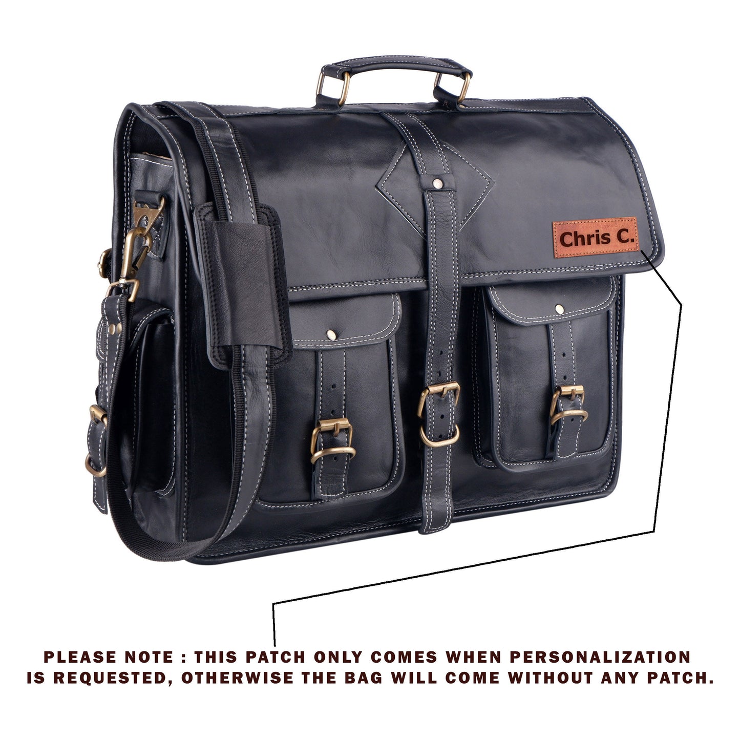 Custom Full Grain Black Leather Messenger Bag, Leather Shoulder Bag, Black Genuine Leather Laptop Bag, Leather Crossbody Bag For Men & Women