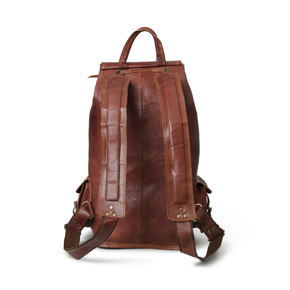 Leather Travel & College Backpack + Free Leather Journal