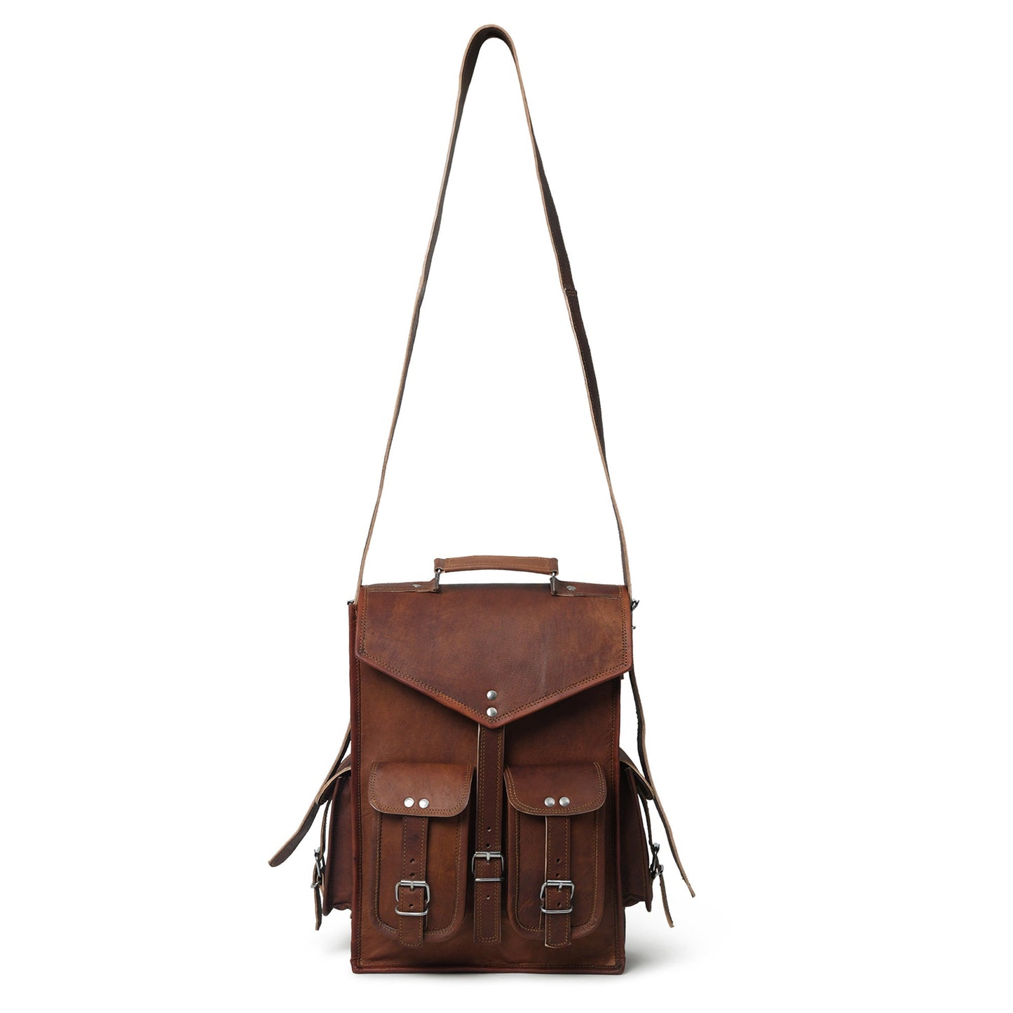 Free Journal With Pen,2 in 1 Convertible Leather Laptop Messenger Backpack,Vintage Brown Leather Laptop Backpack For Men & Women, Collegebag