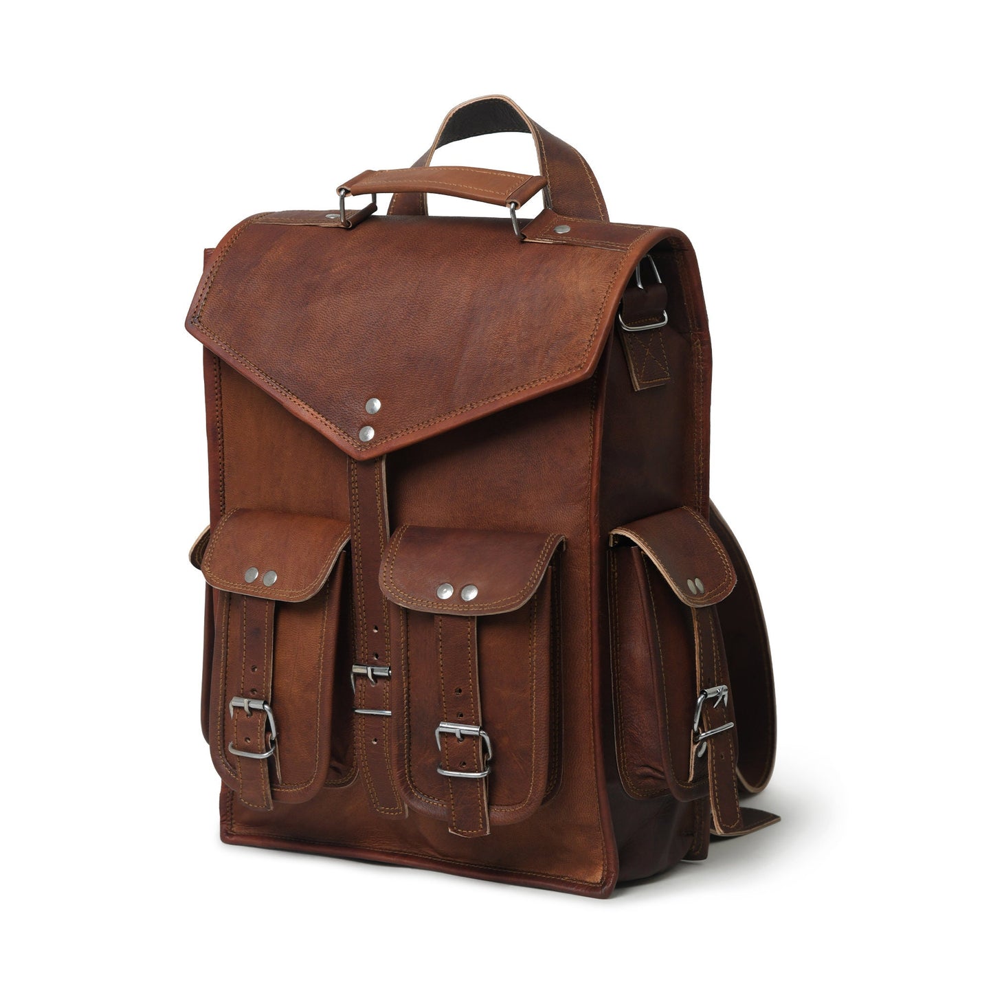 Free Journal With Pen,2 in 1 Convertible Leather Laptop Messenger Backpack,Vintage Brown Leather Laptop Backpack For Men & Women, Collegebag