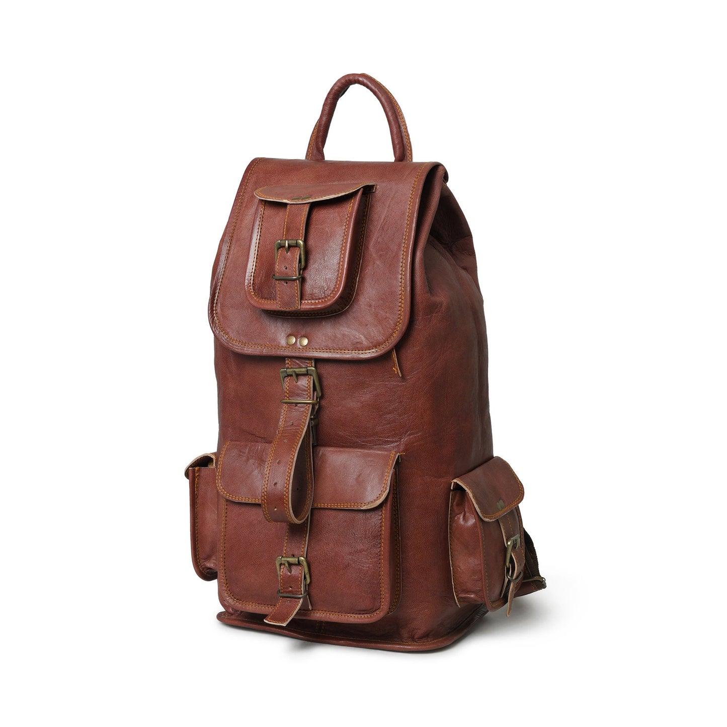 Genuine Leather Travel Hiking College Multipurpose Backpack + Free Leather Wallet | Super Saver Combo Deal | Buy One And Get One Free