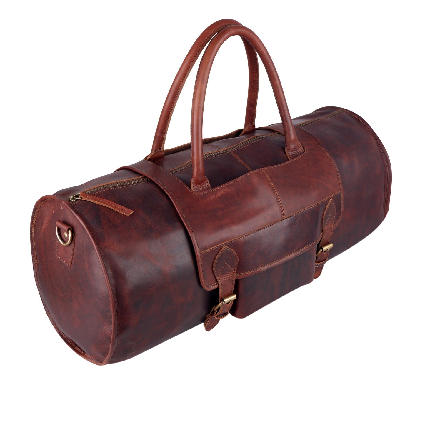 Unisex Buffalo Leather Round Duffel Bag, Overnight Weekender Bag, Buffalo Travel Bag For Men & Women, Leather Overnight Bag | Perfect Gift