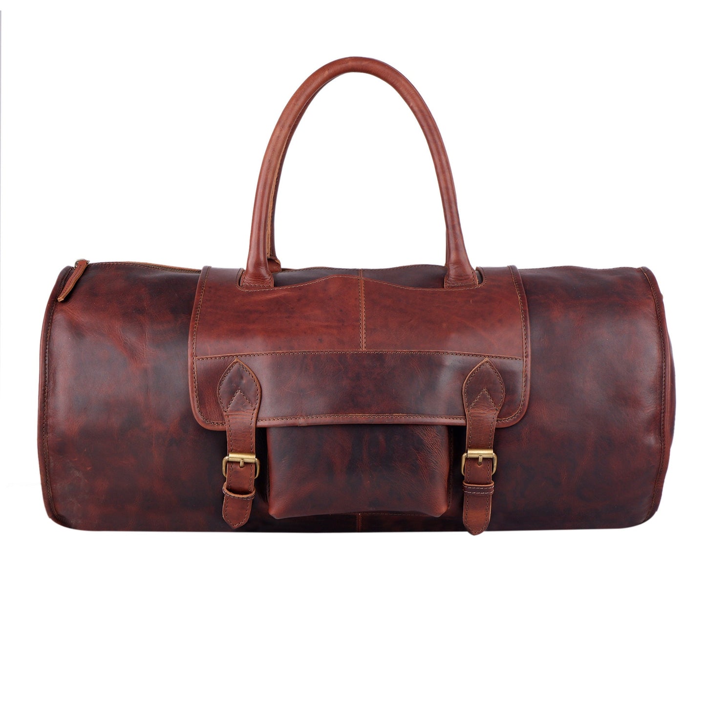 Unisex Buffalo Leather Round Duffel Bag, Overnight Weekender Bag, Buffalo Travel Bag For Men & Women, Leather Overnight Bag | Perfect Gift