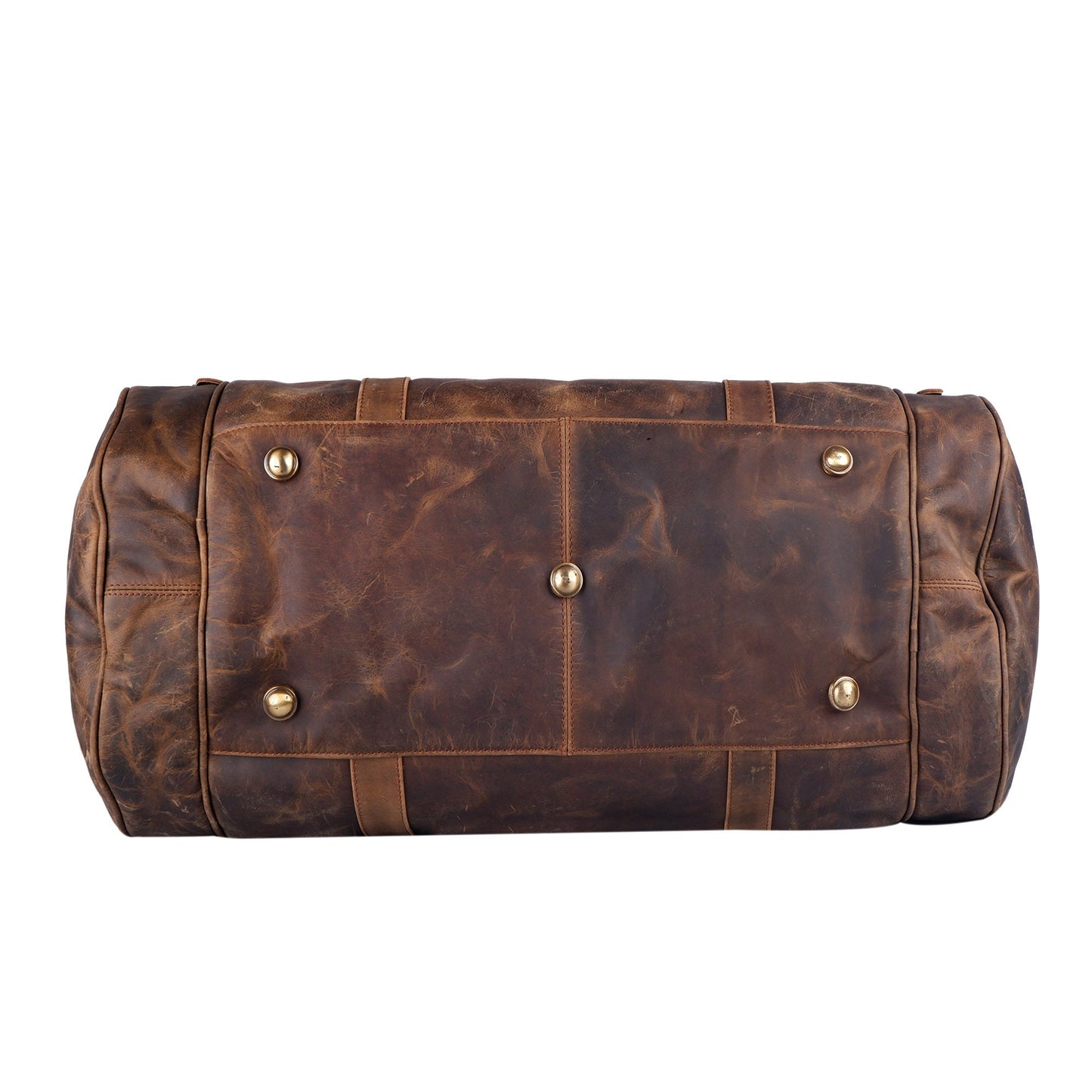 Textured Buffalo Leather Round Duffel Bag, Overnight Weekender Bag, Buffalo Travel Bag For Men & Women, Personalized Leather Overnight Bag