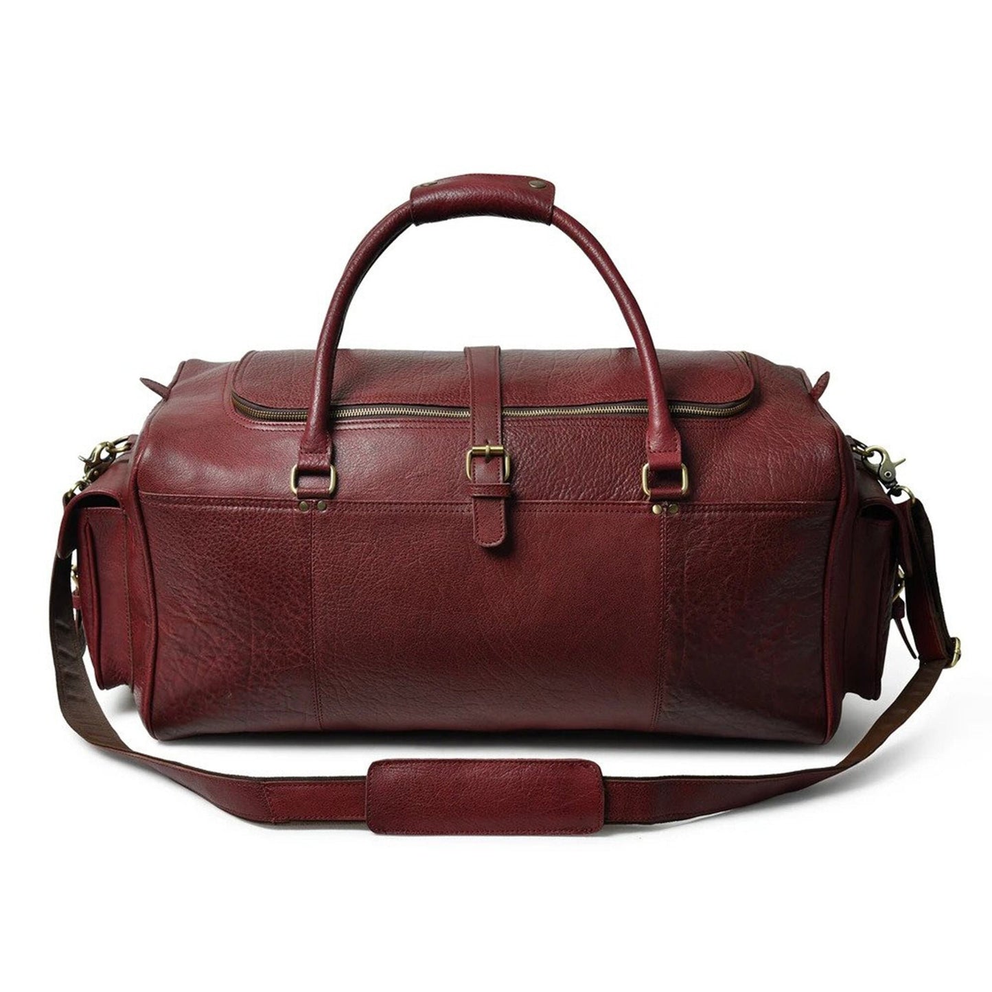 Men's Buffalo Leather Cherry Red Duffel Bag, Large Weekender Bag, Red Travel Bag For Men & Women, Overnight Bag, Personalized Duffle Bag