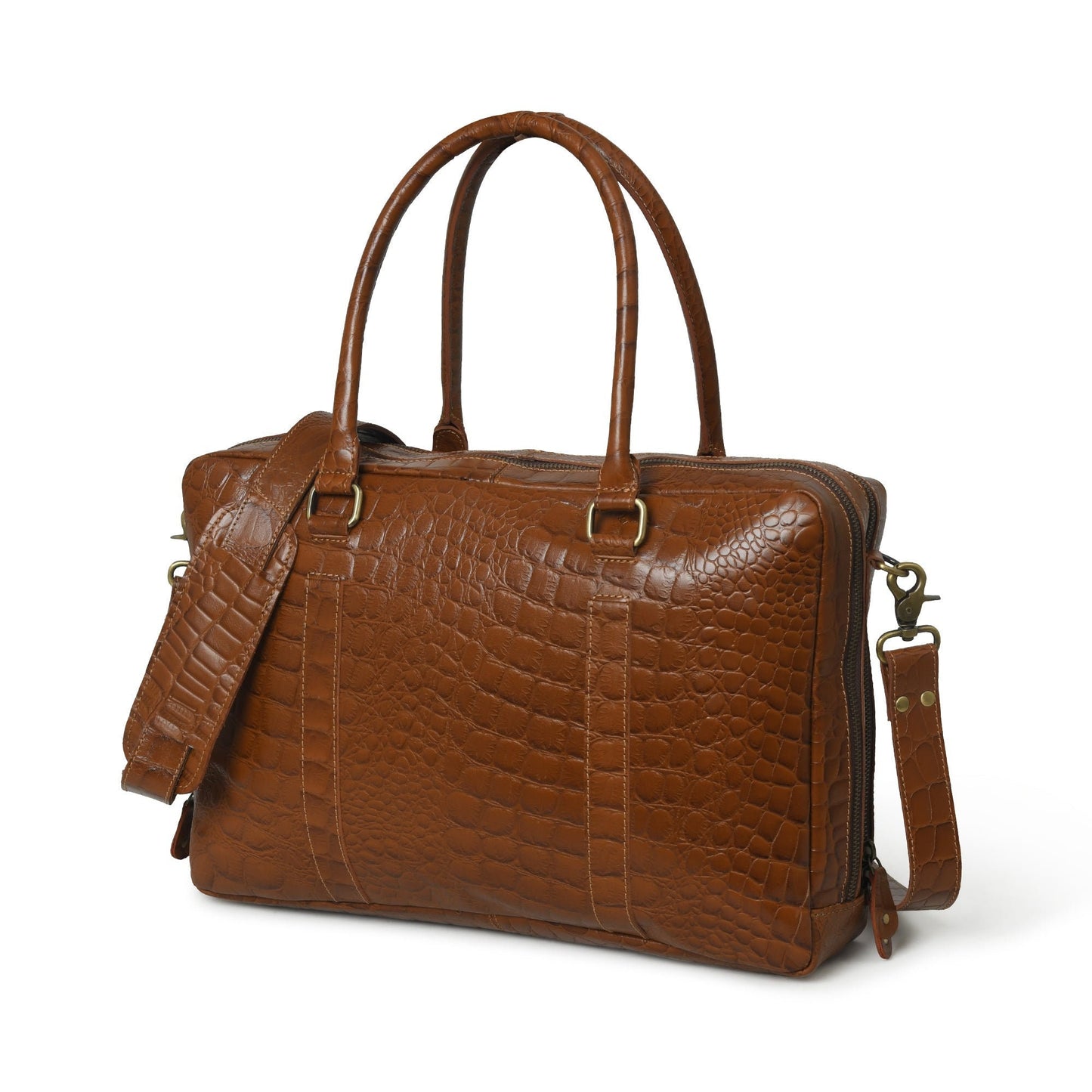 Full Grain Buffalo Leather Briefcase, Leather Laptop Shoulder Bag, Brown Genuine Leather Bag, Cross body Leather Briefcase For Men & Women