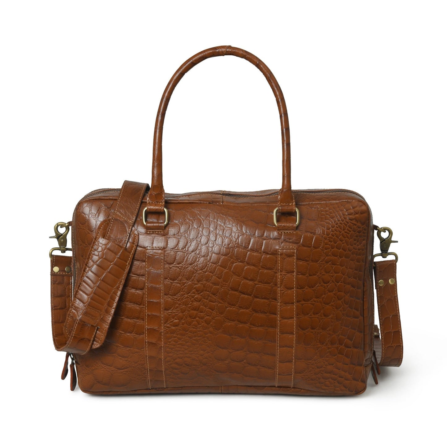 Full Grain Buffalo Leather Briefcase, Leather Laptop Shoulder Bag, Brown Genuine Leather Bag, Cross body Leather Briefcase For Men & Women