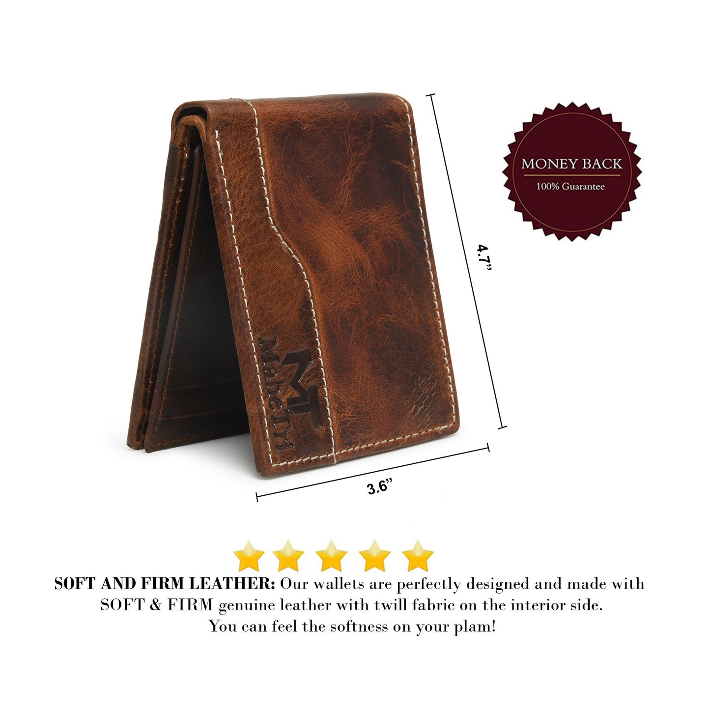 Free Leather Wallet | Handmade Full Grain Brown Leather Laptop Crossbody Messenger Office Briefcase | Christmas Gift For Him And Her