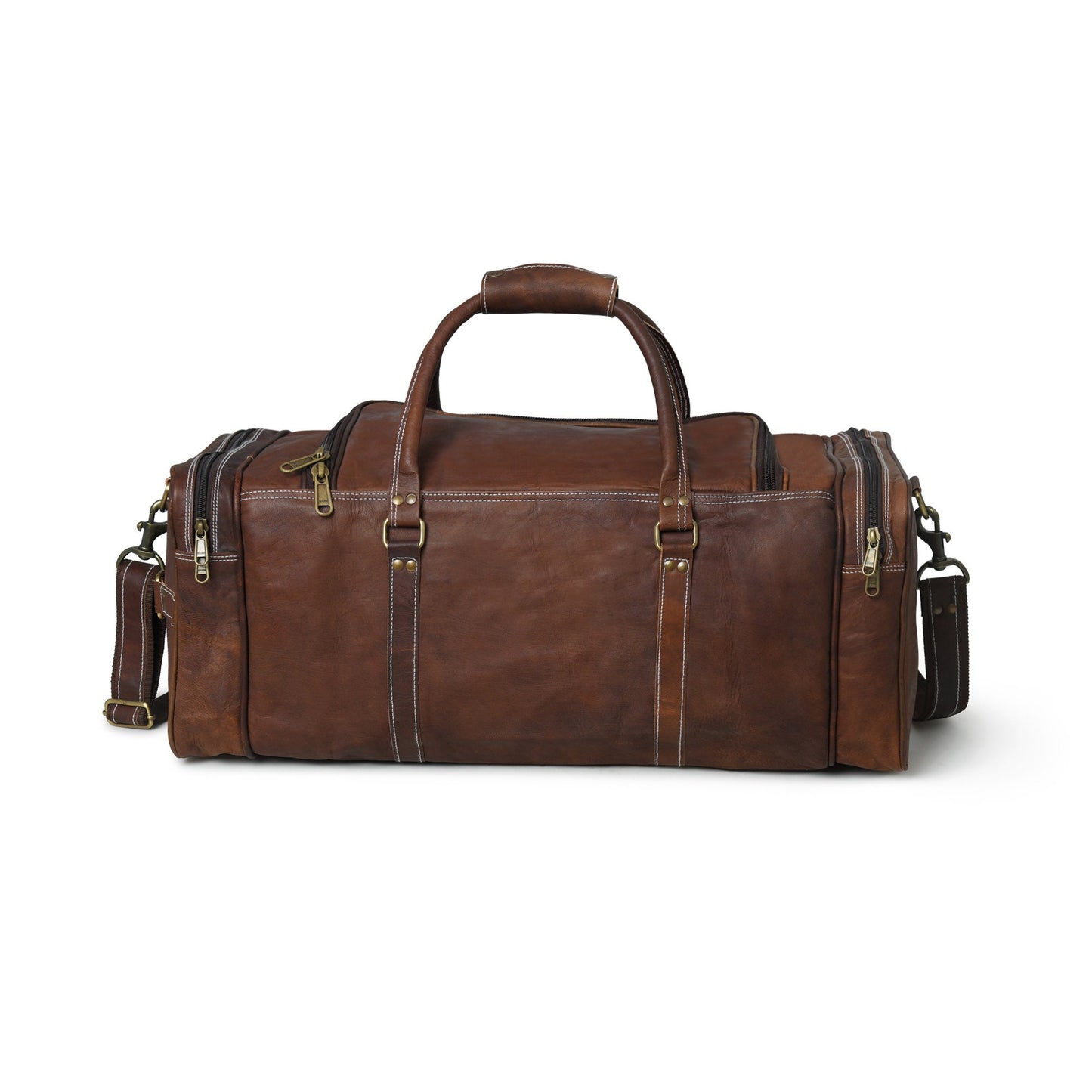 Full Grain Leather Overnight Weekender Travel Duffel Bag + Free Leather Journal | Super Saver Combo Deal | Buy One And Get One Free