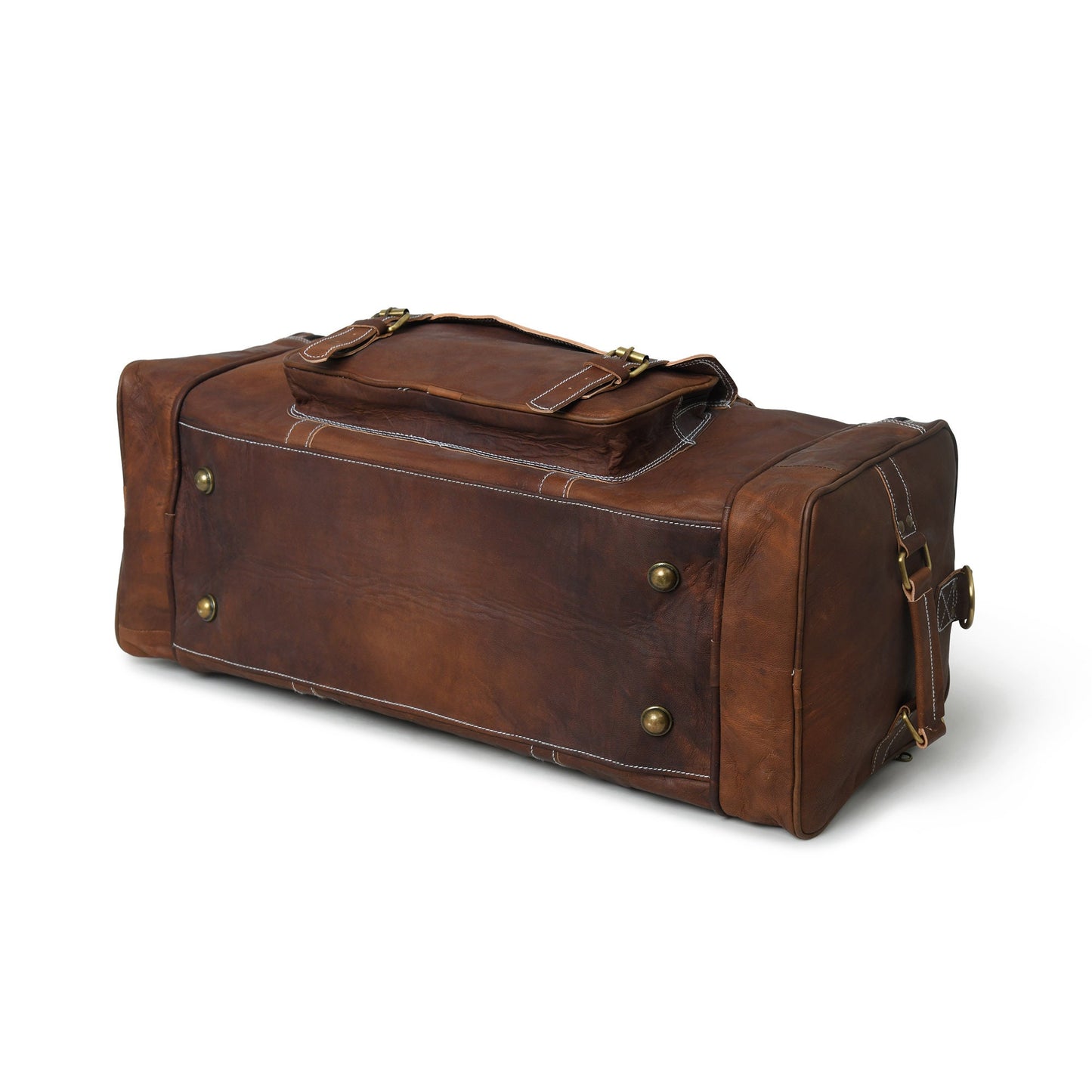 Full Grain Leather Overnight Weekender Travel Duffel Bag + Free Leather Journal | Super Saver Combo Deal | Buy One And Get One Free